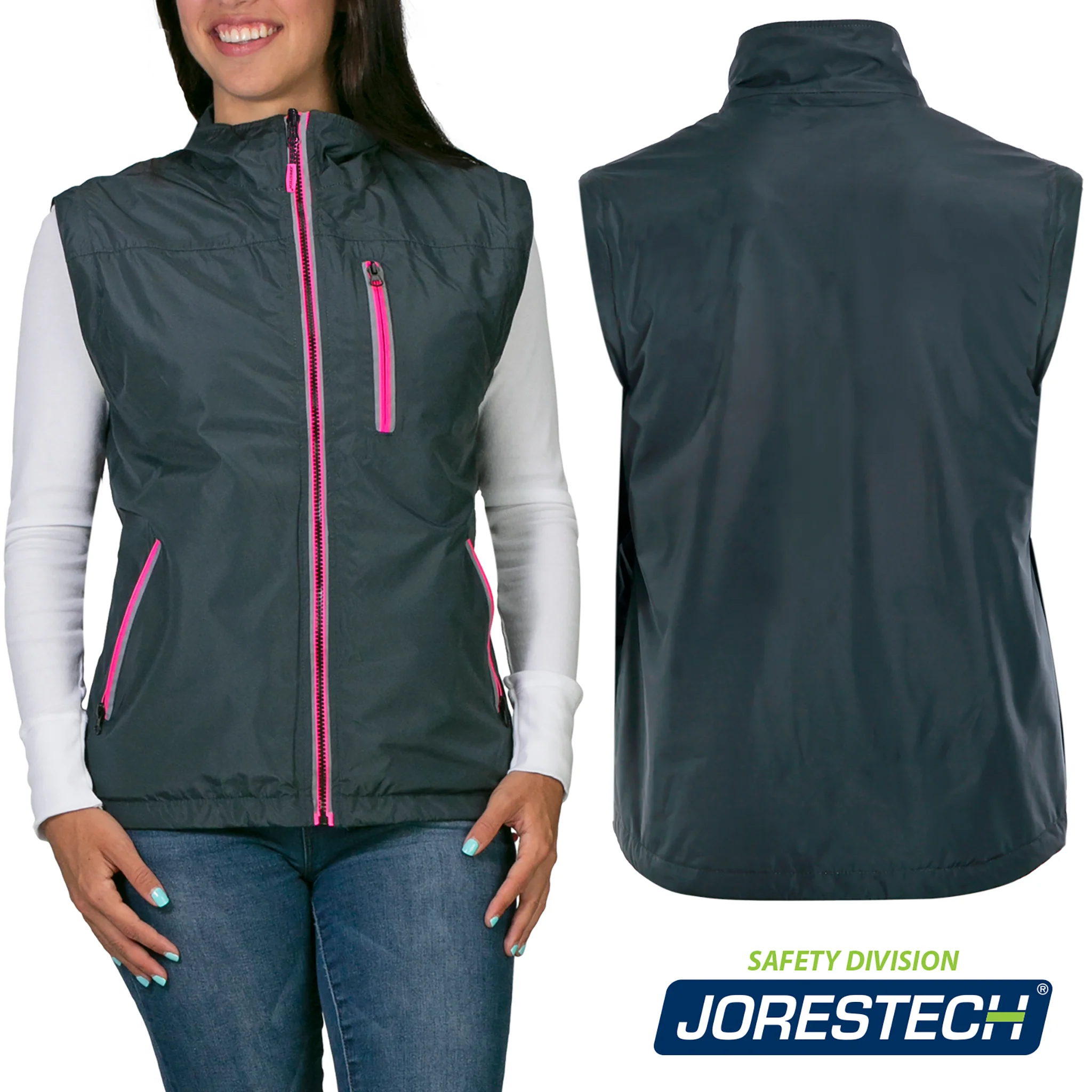 4 in 1 Hi-Vis Reversible Safety Jacket with Removable Sleeves - PinkFit Collection - Image 6