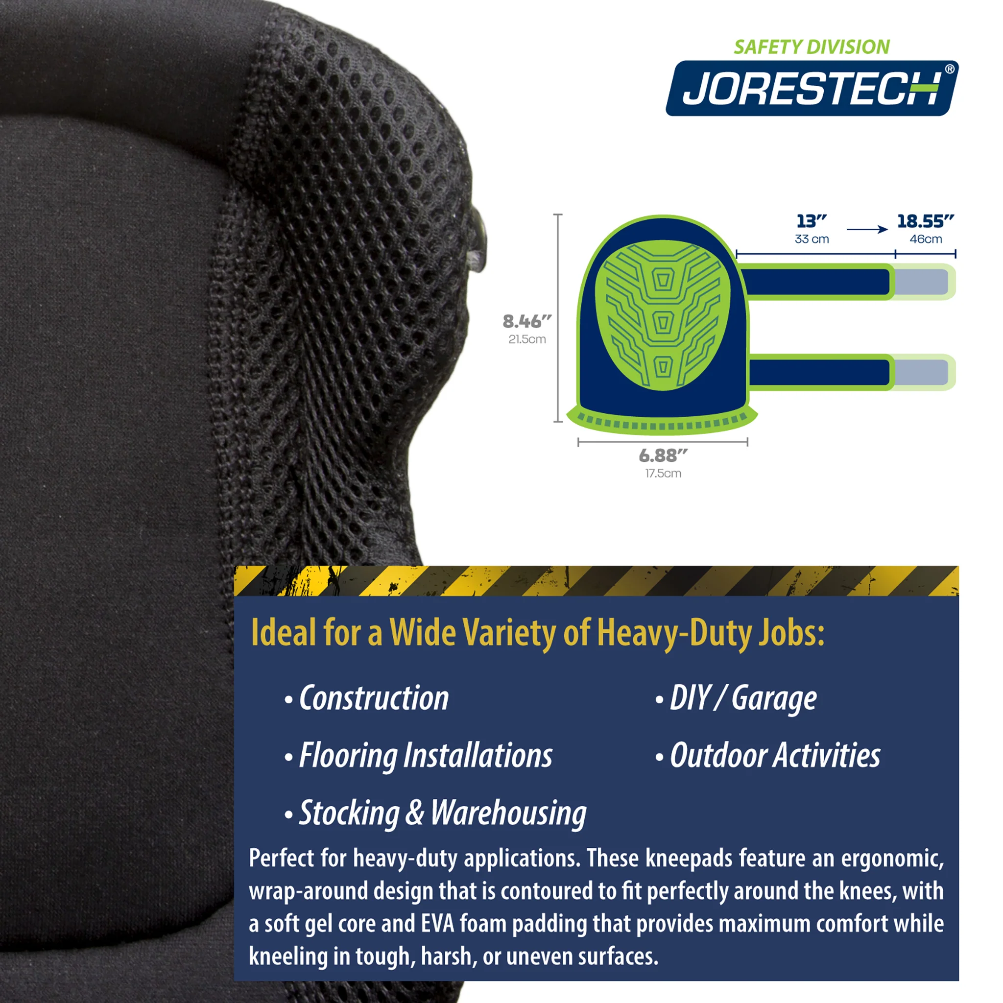 Anti-Skid Gel Filled Knee Pads with Adjustable Dual Straps - Image 3