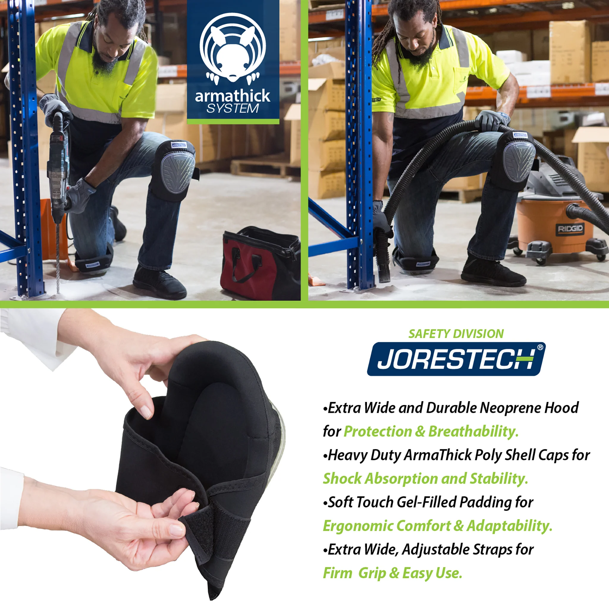 Anti-Skid Knee Pads with Gel Filled Shell Caps - Image 4