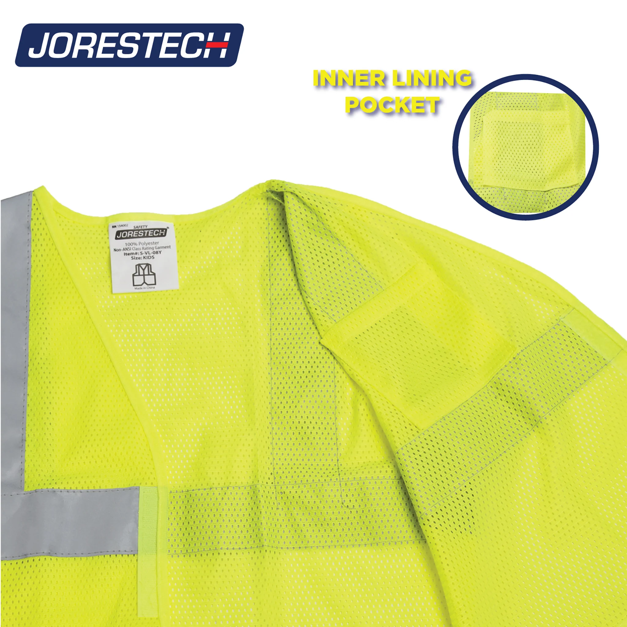 Children’s Hi-Vis Mesh Safety Vest with 2” Reflective Strips - Image 4