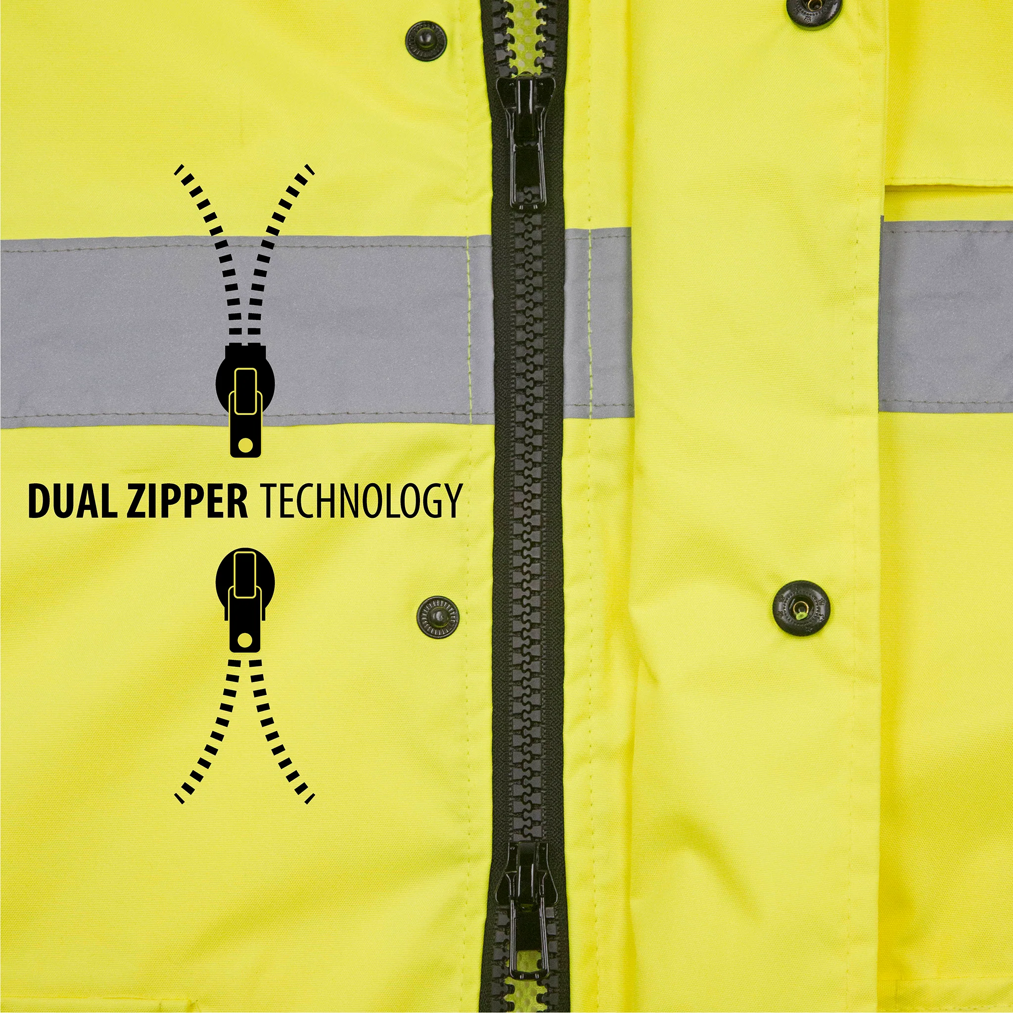 Hi-Vis Yellow/Black Rain Set - Pants & Jacket with 2" Reflective Strips - Image 5