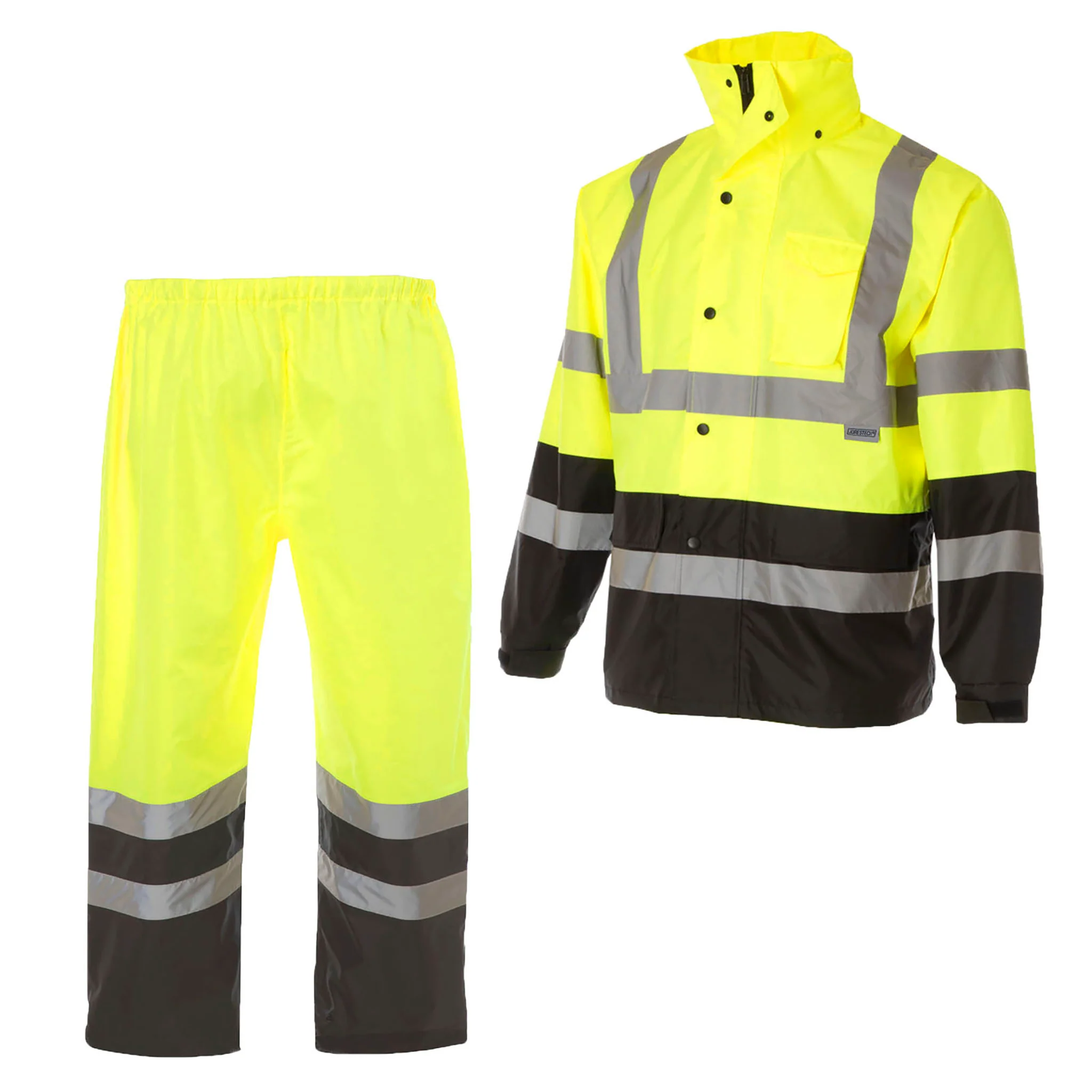 Hi-Vis Yellow/Black Rain Set - Pants & Jacket with 2" Reflective Strips - Image 9