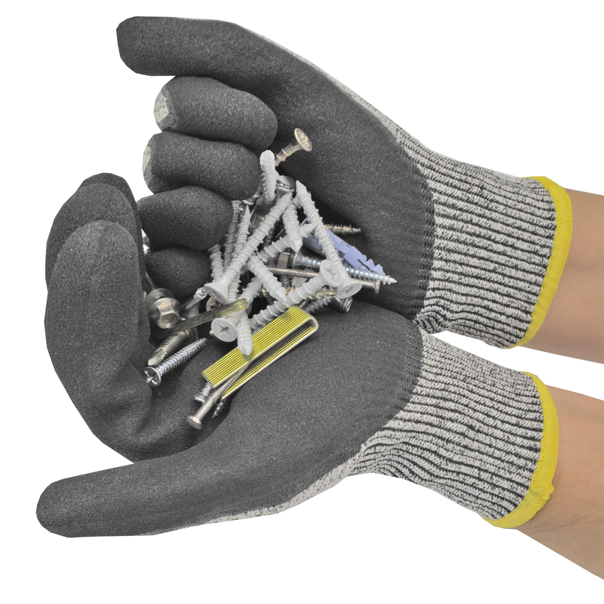 Cut-Resistant Safety Work Gloves with Sandy Nitrile Dipped Palms - Pack of 12 - Image 5