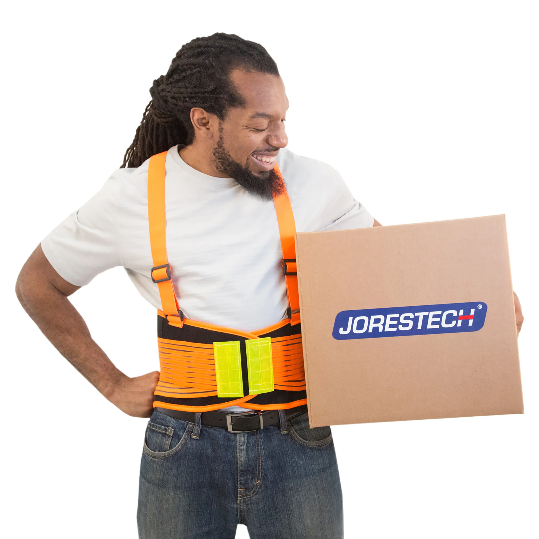 Hi-Vis Adjustable Back Support Belt with Suspenders and Reflective Strips - Image 10