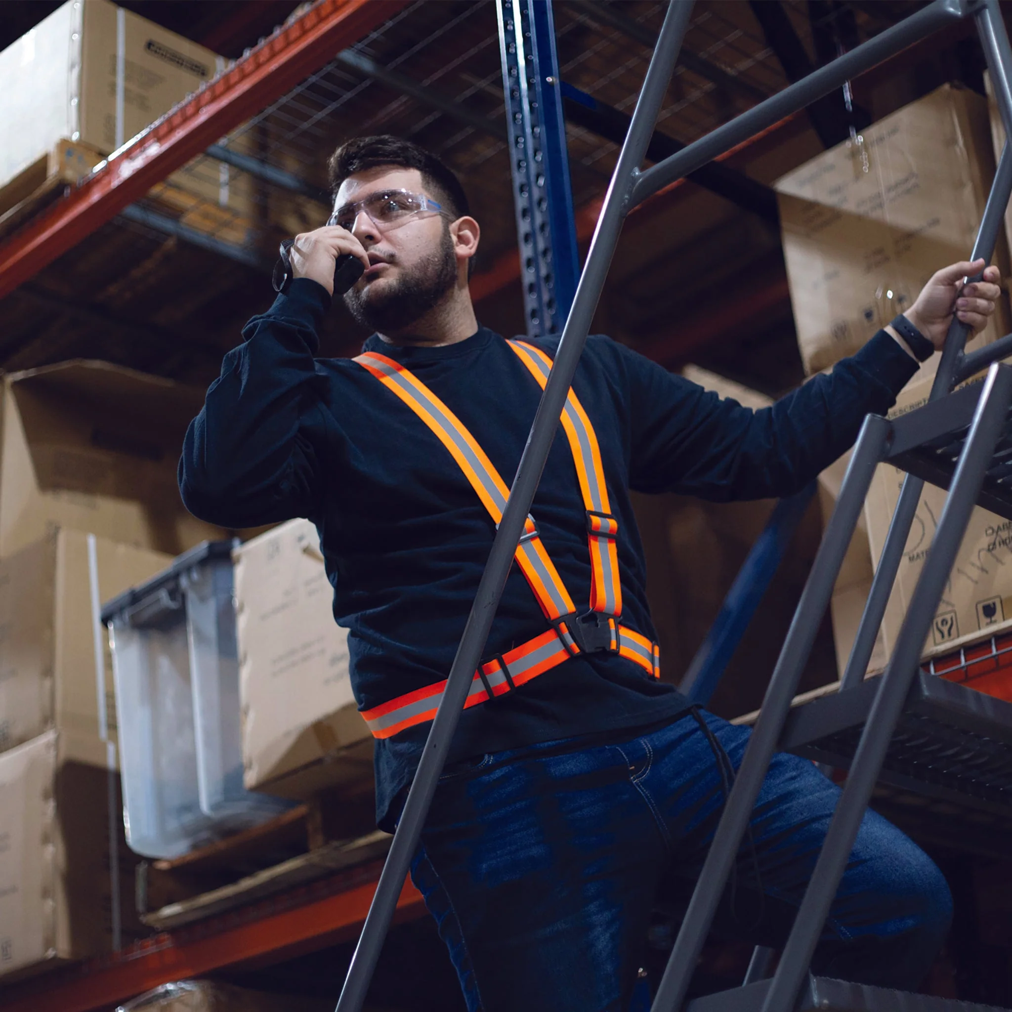 Hi-Vis Adjustable Safety Suspenders with Reflective Strips - Image 7