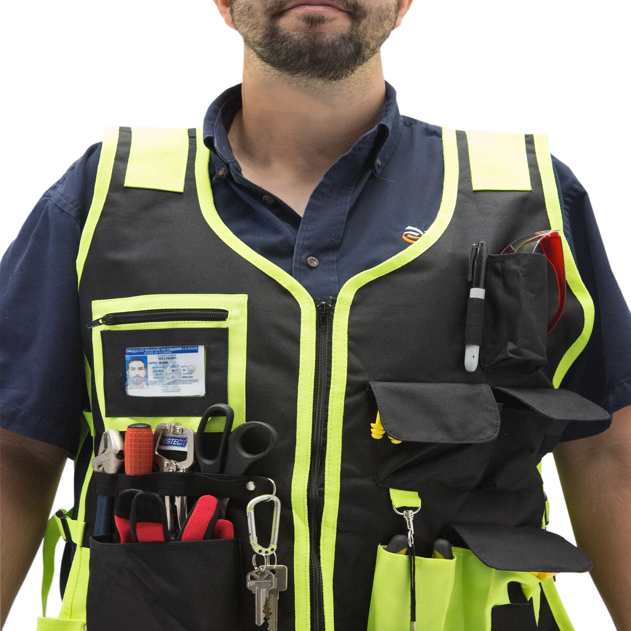 Hi-Vis Adjustable Tool Vest with Reflective Strips - Image 3
