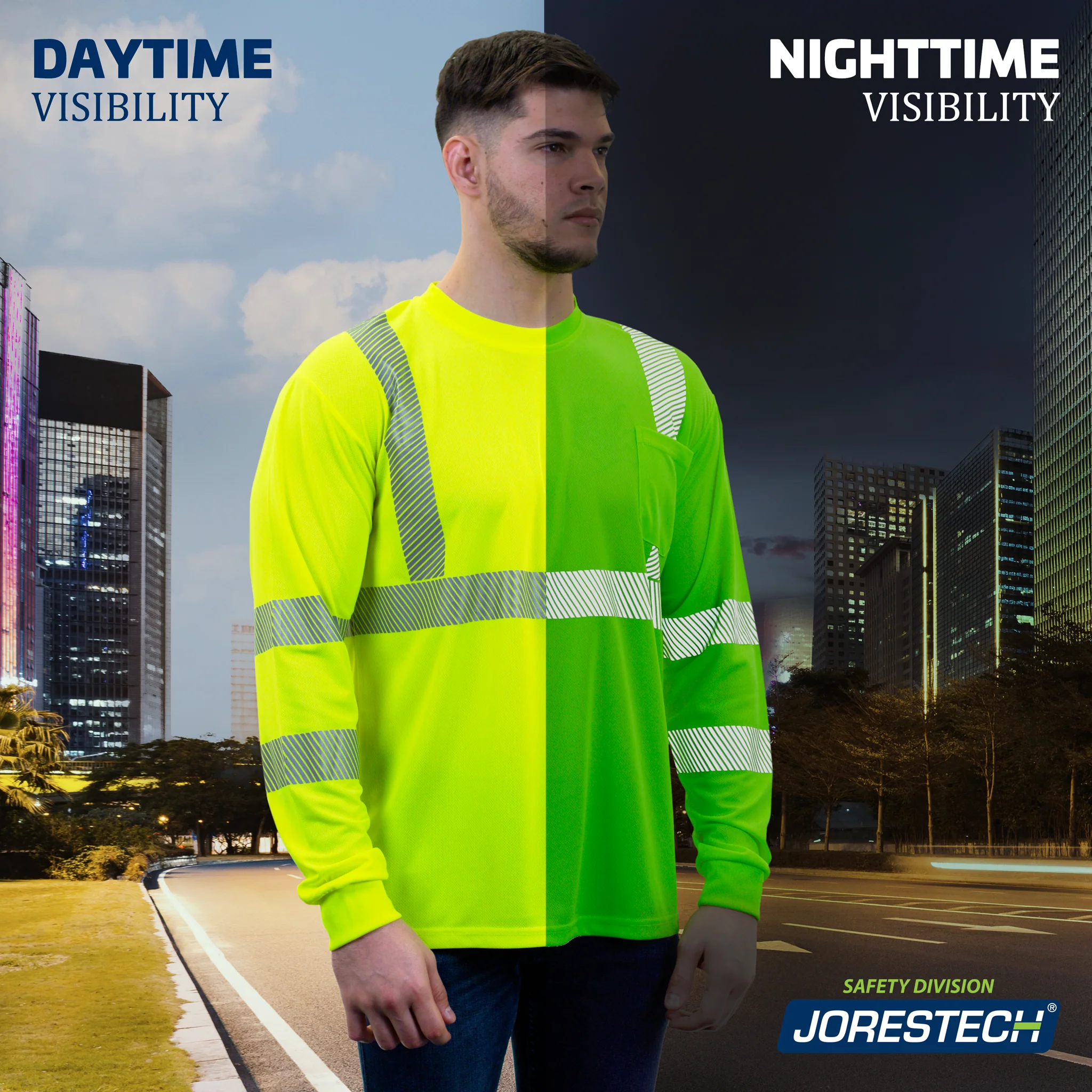 Hi-Vis Heat Transfer Reflective Safety Long Sleeve Shirt - Image 9