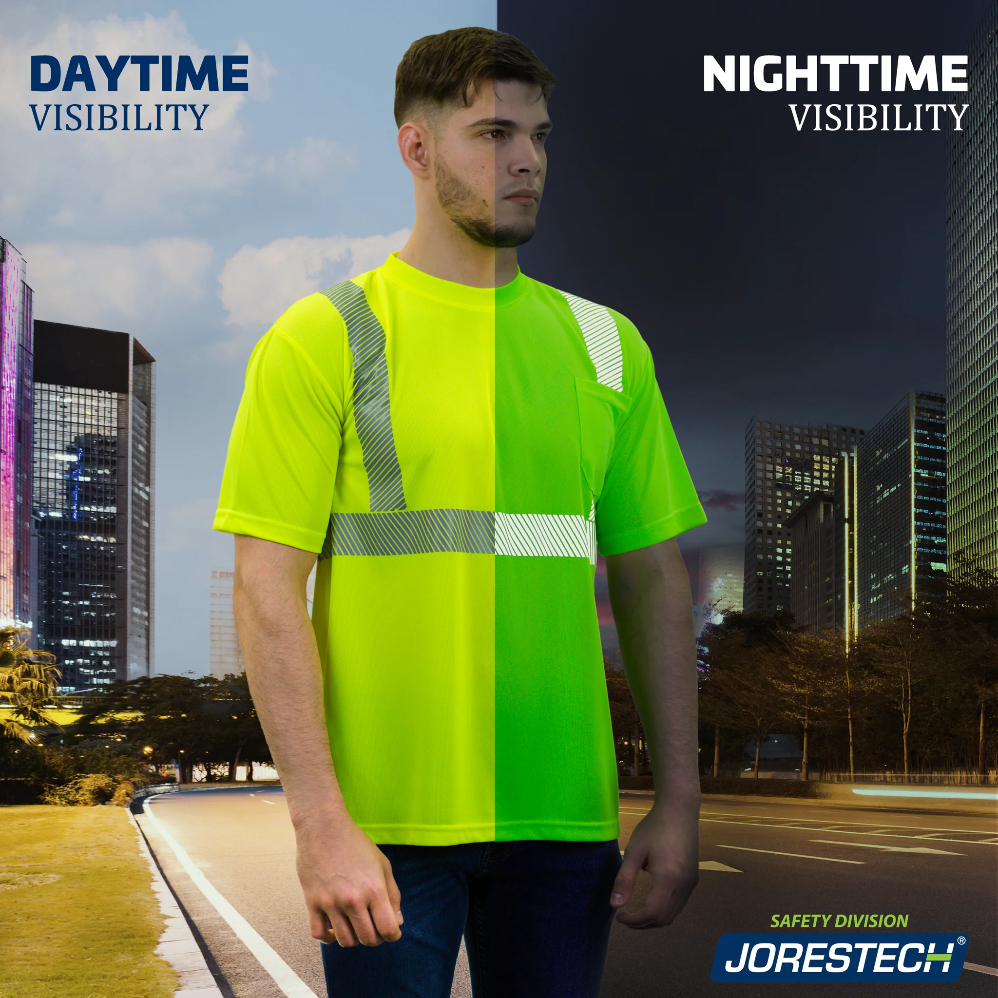 Jorestech Heat Transfer Reflective Safety Shirt with Pocket – Class 2 Compliant - Image 6