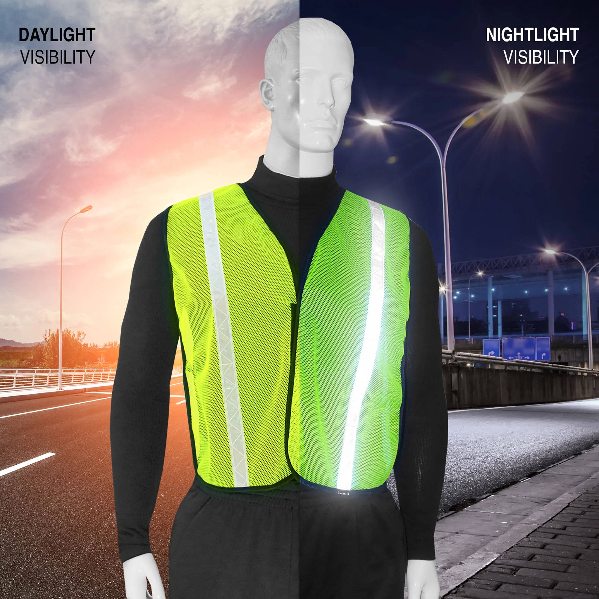 Hi-Vis Mesh Safety Vest with 1” Reflective Strip - Image 4