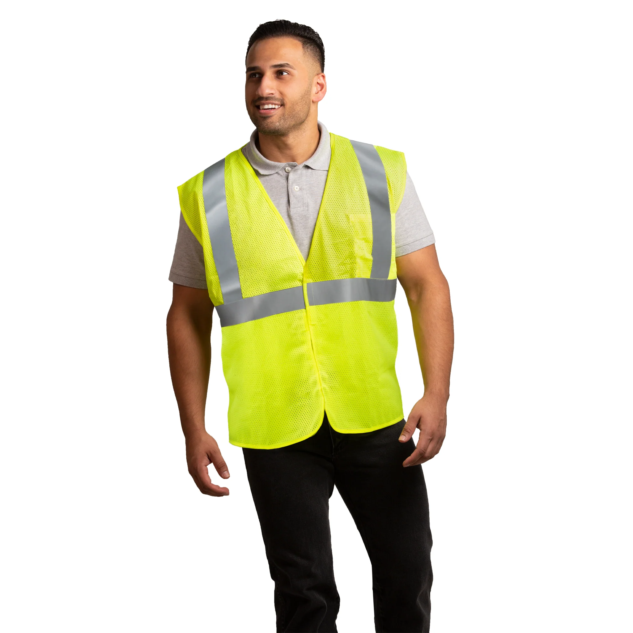 Hi-Vis Mesh Safety Vest with 2” Reflective Strips and Pocket - Image 4