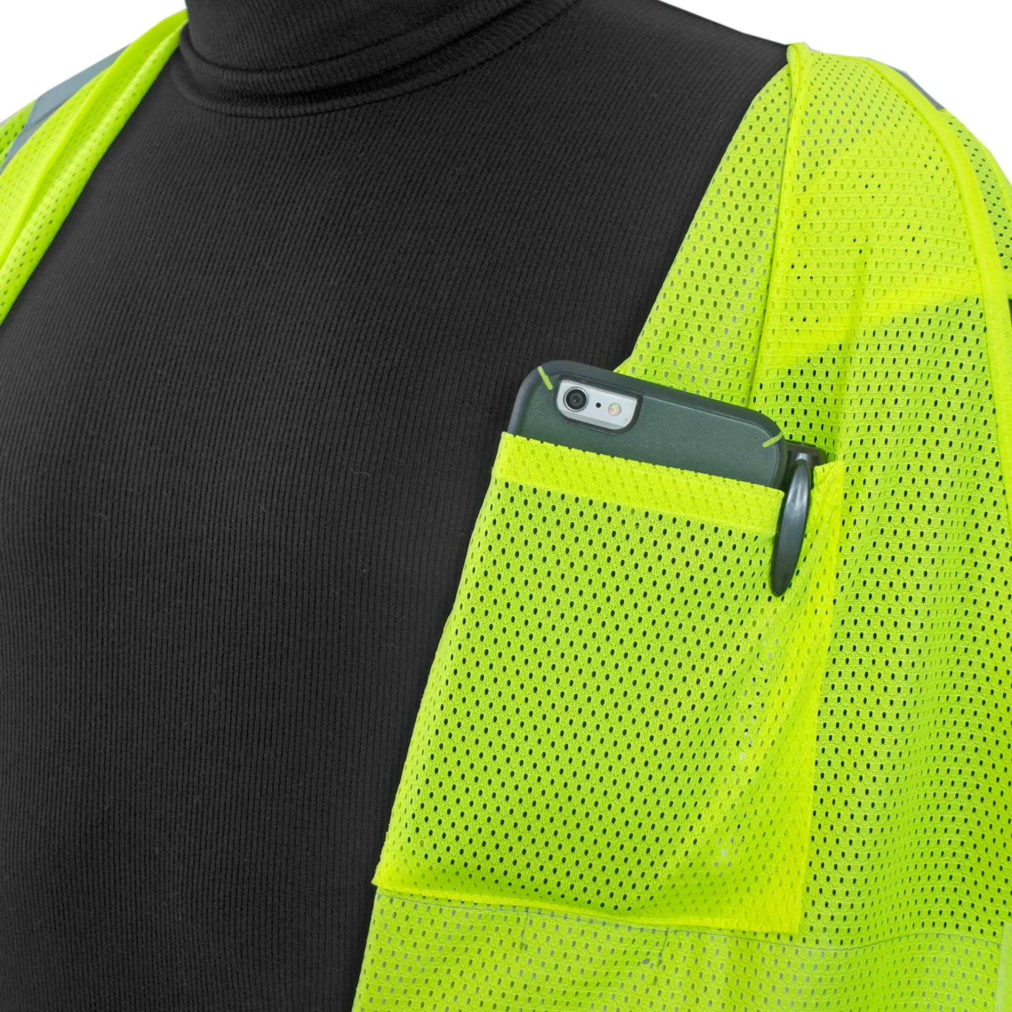 Hi-Vis Mesh Safety Vest with 2” Reflective Strips and Pocket - Image 9