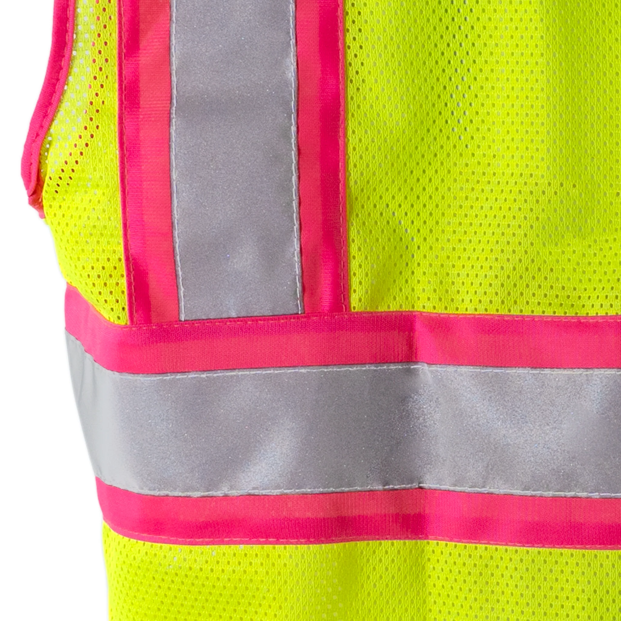 Hi Vis Mesh Safety Vest with Pink Contrasting Strips and Reflective Tapes - Image 8