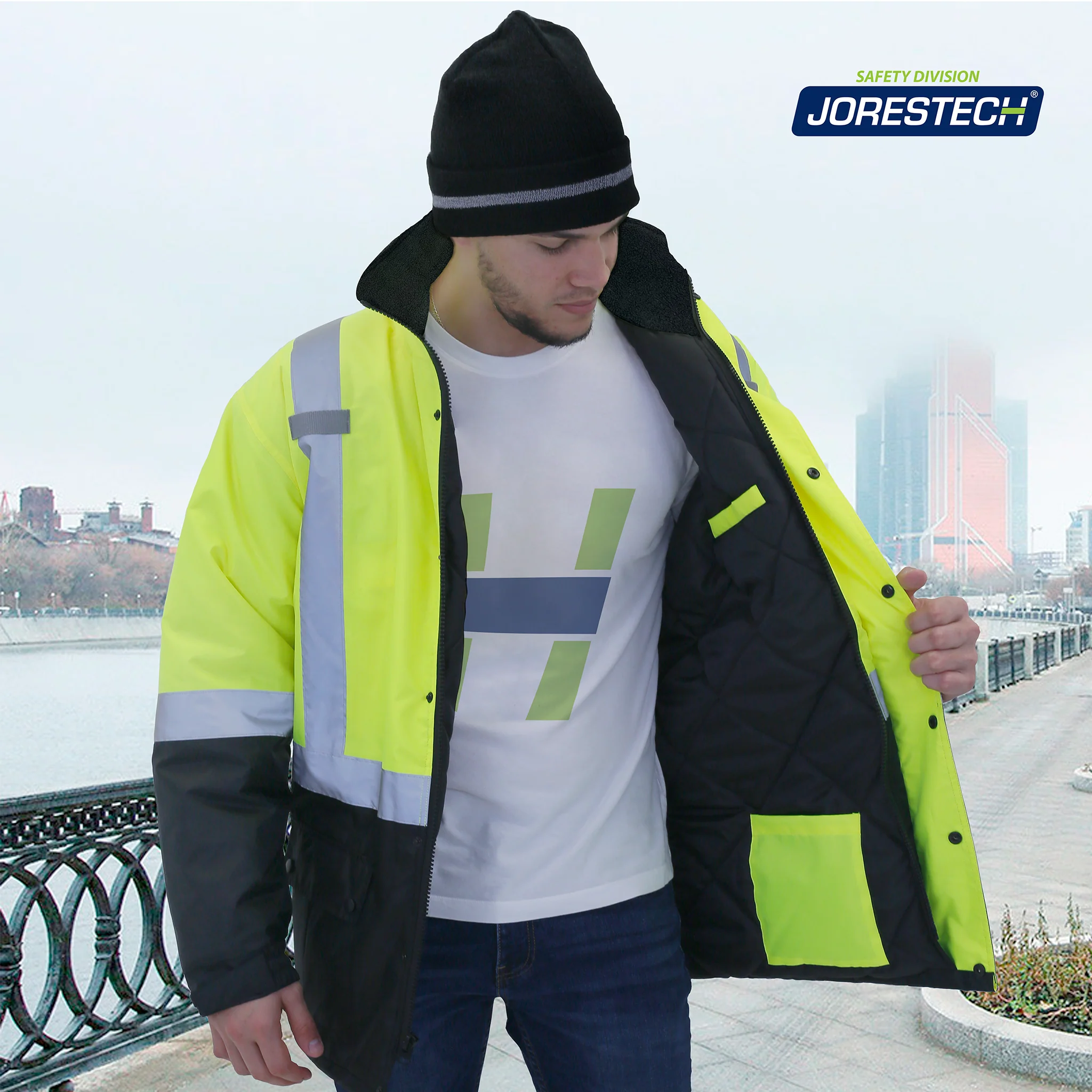 Hi-Vis Parka Safety Jacket with Reflective Stripes - Image 6