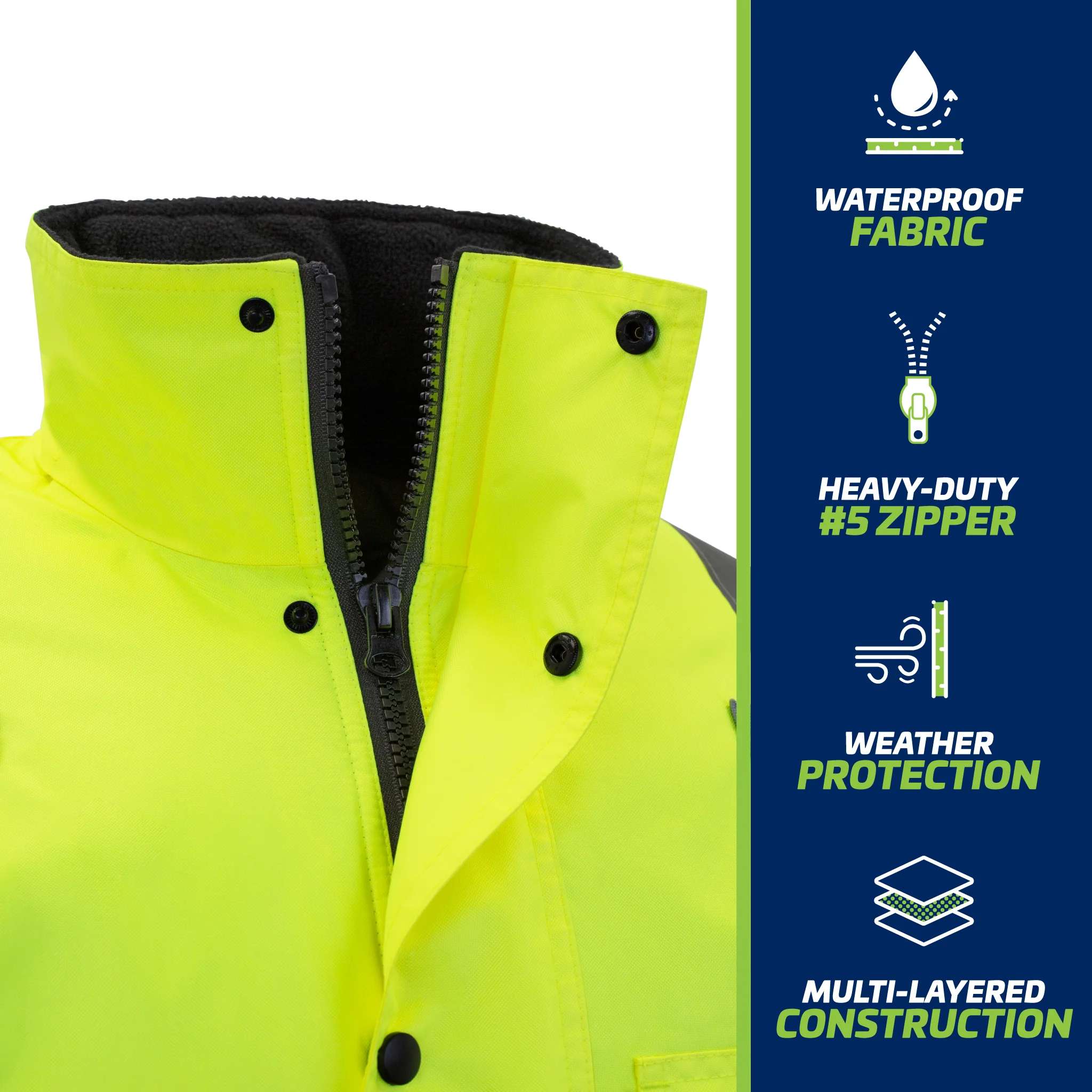 Hi-Vis Parka Safety Jacket with Reflective Stripes - Image 7