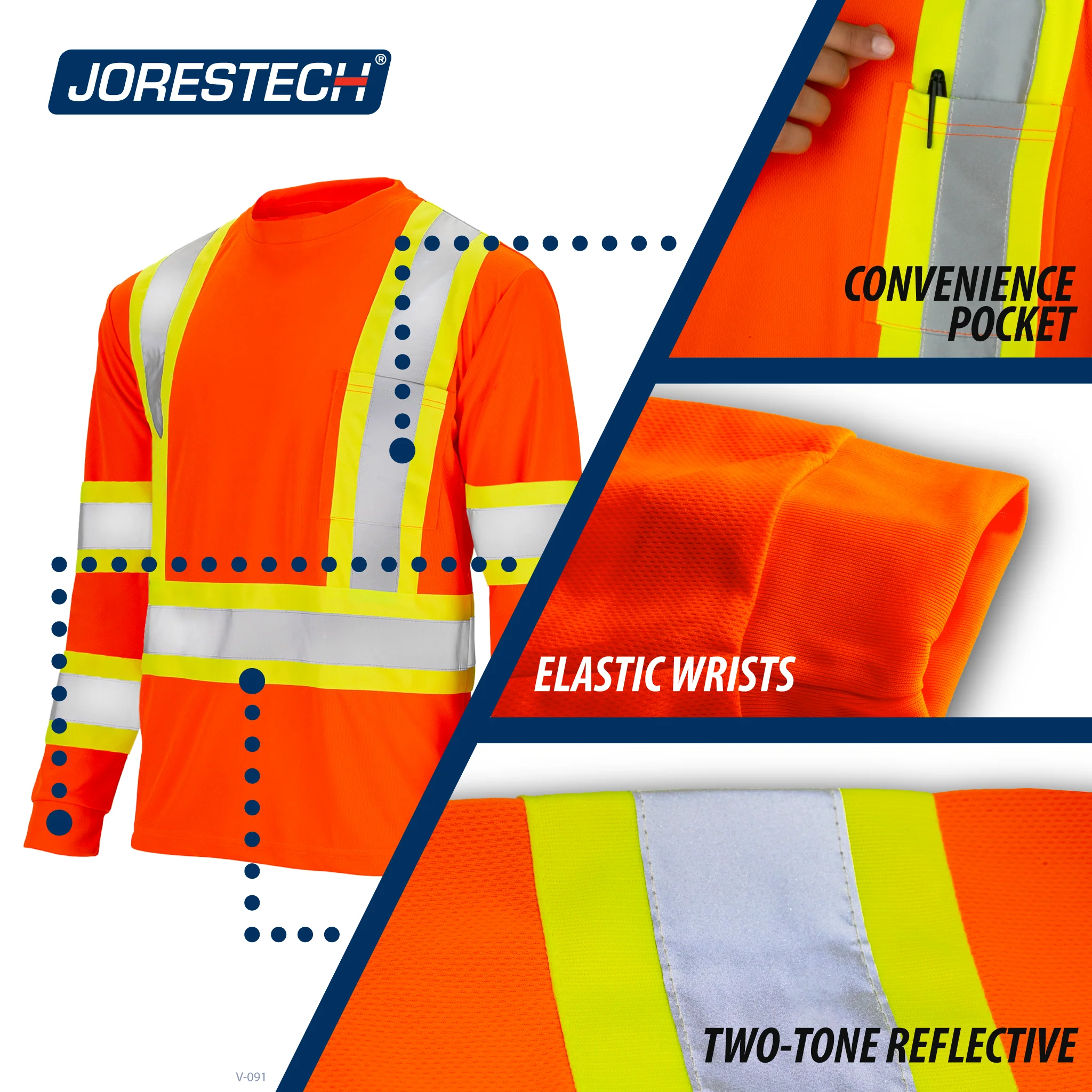 Hi-Vis Reflective Two-Tone Long Sleeve Safety Shirt - Image 14
