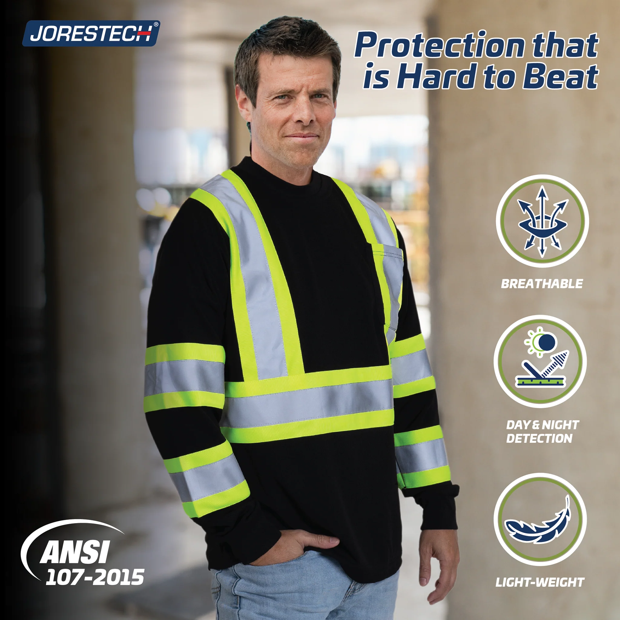 Hi-Vis Reflective Two-Tone Long Sleeve Safety Shirt - Image 6