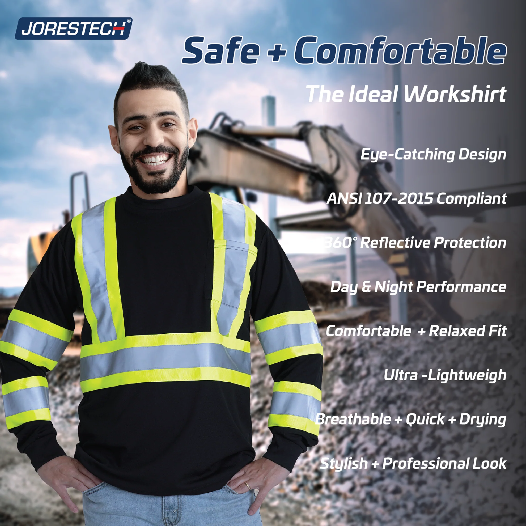 Hi-Vis Reflective Two-Tone Long Sleeve Safety Shirt - Image 7
