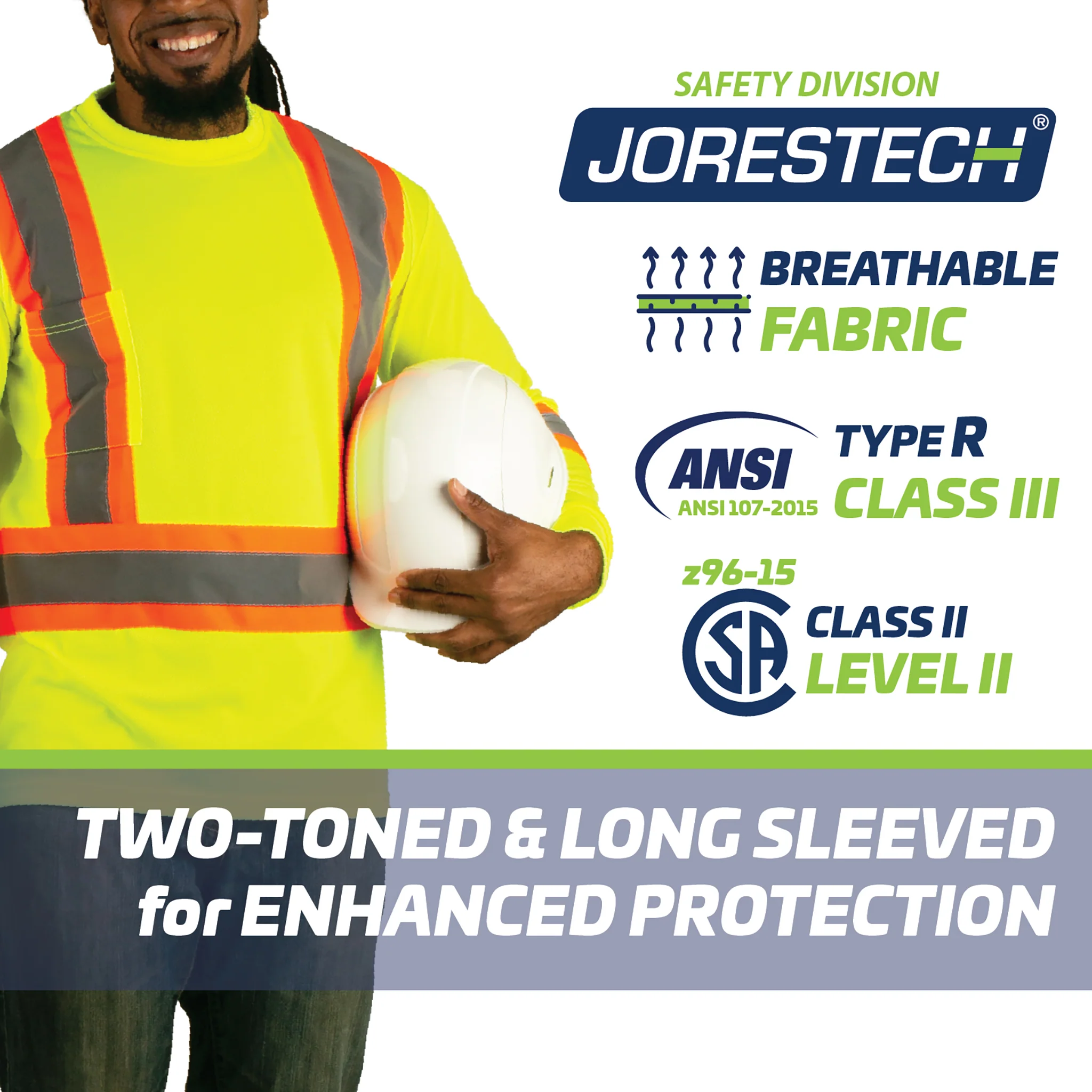 High Vis Orange Shirt | Two-Tone Reflective Long Sleeve in Orange, Lime, Black - Image 14