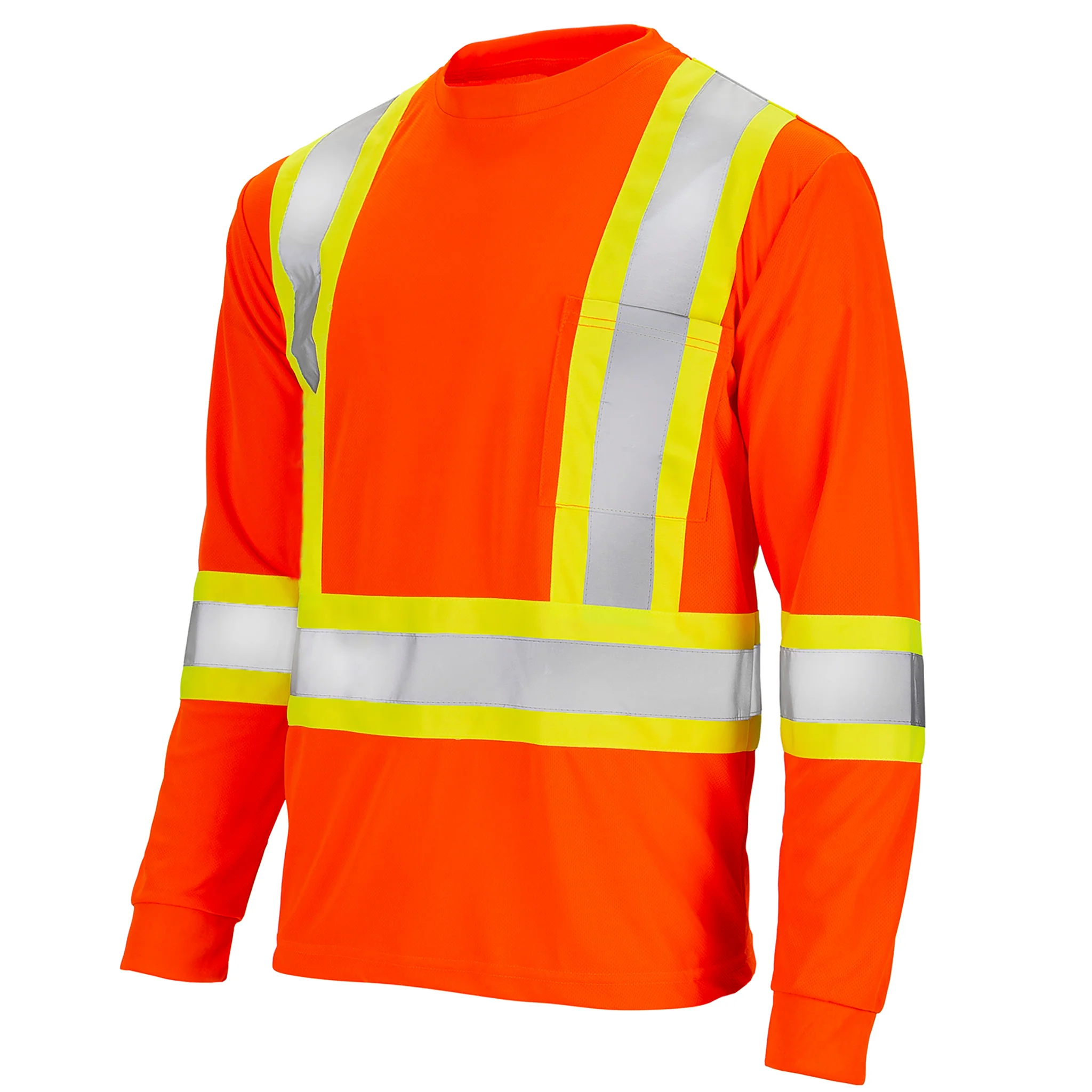 High Vis Orange Shirt | Two-Tone Reflective Long Sleeve in Orange, Lime, Black - Image 15