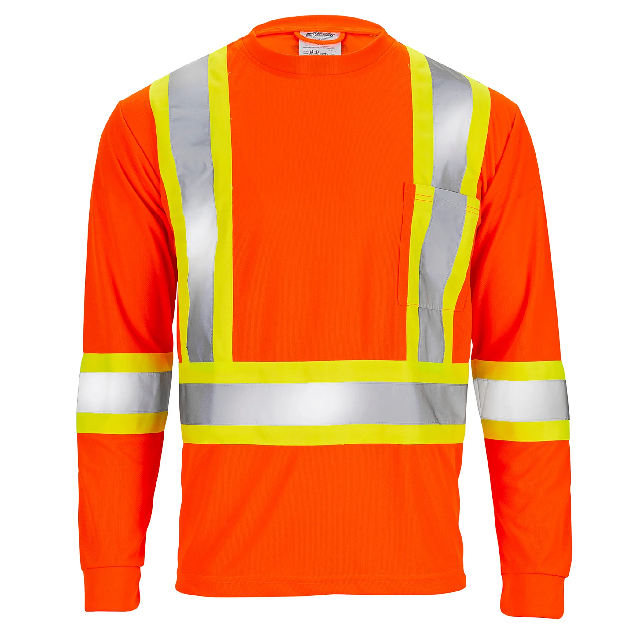 High Vis Orange Shirt | Two-Tone Reflective Long Sleeve in Orange, Lime, Black - Image 16