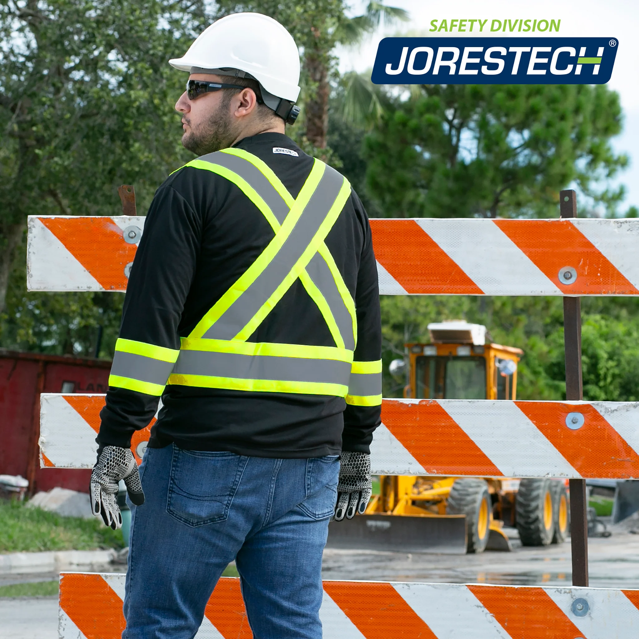 High Vis Orange Shirt | Two-Tone Reflective Long Sleeve in Orange, Lime, Black - Image 5