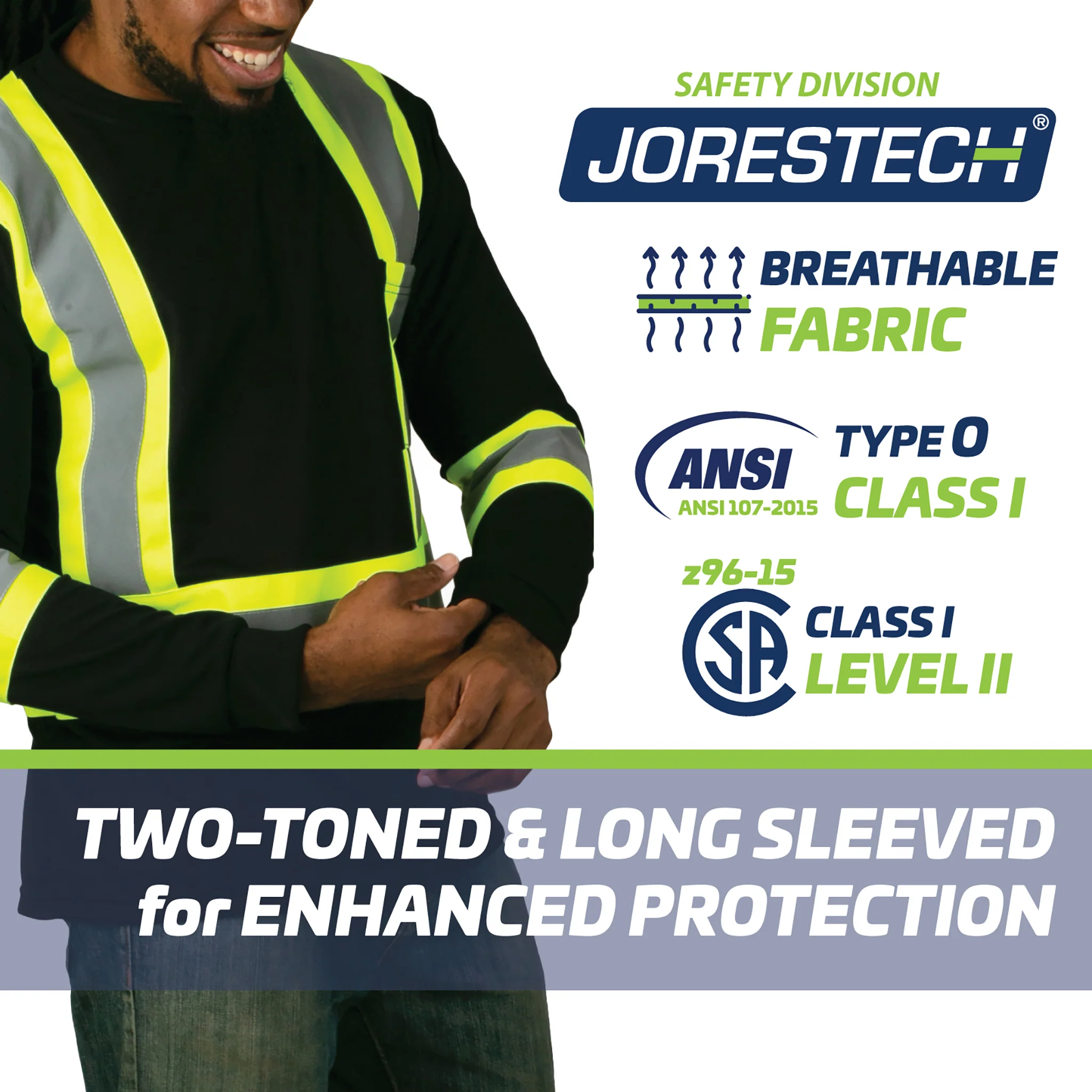 High Vis Orange Shirt | Two-Tone Reflective Long Sleeve in Orange, Lime, Black - Image 7