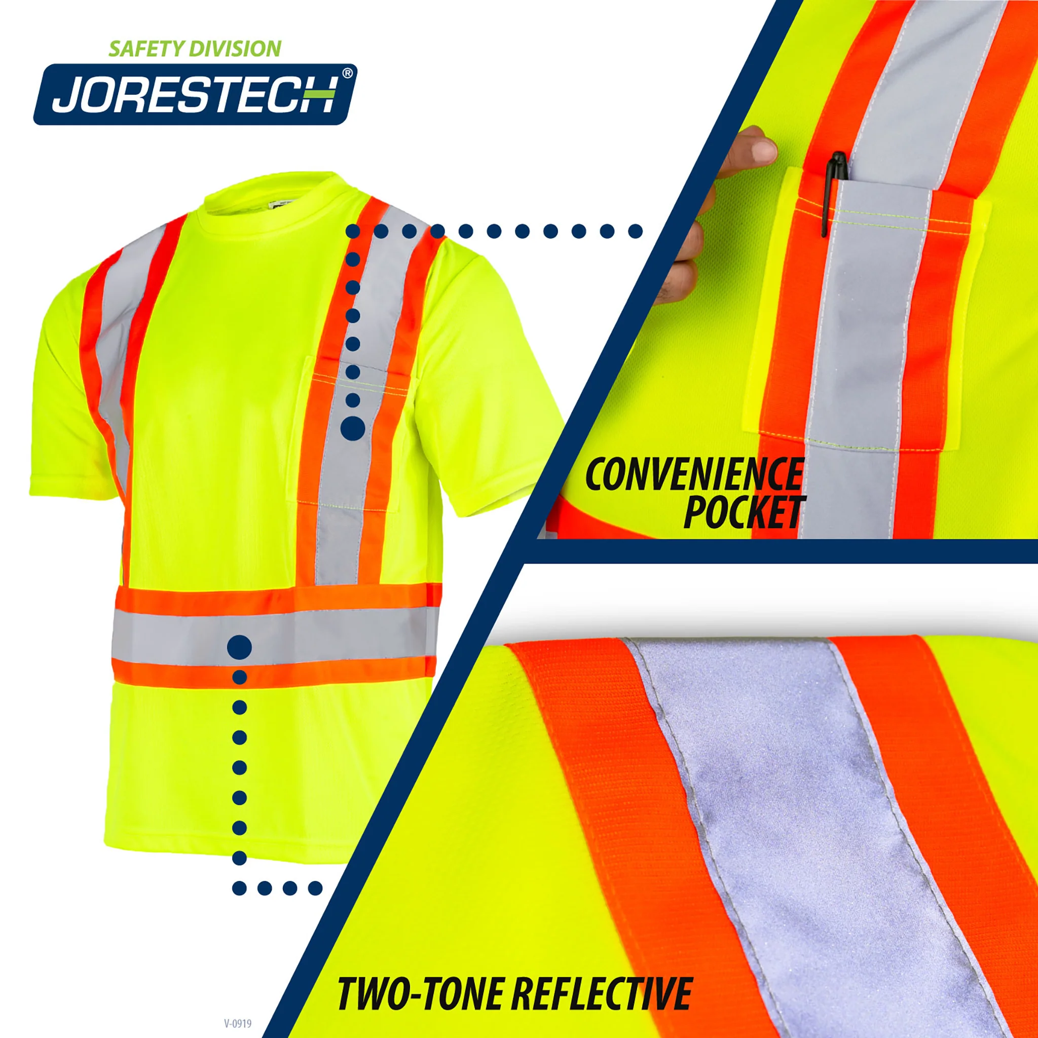 Hi-Vis X-Back Reflective Two-Tone Safety Pocket Shirt - Image 15
