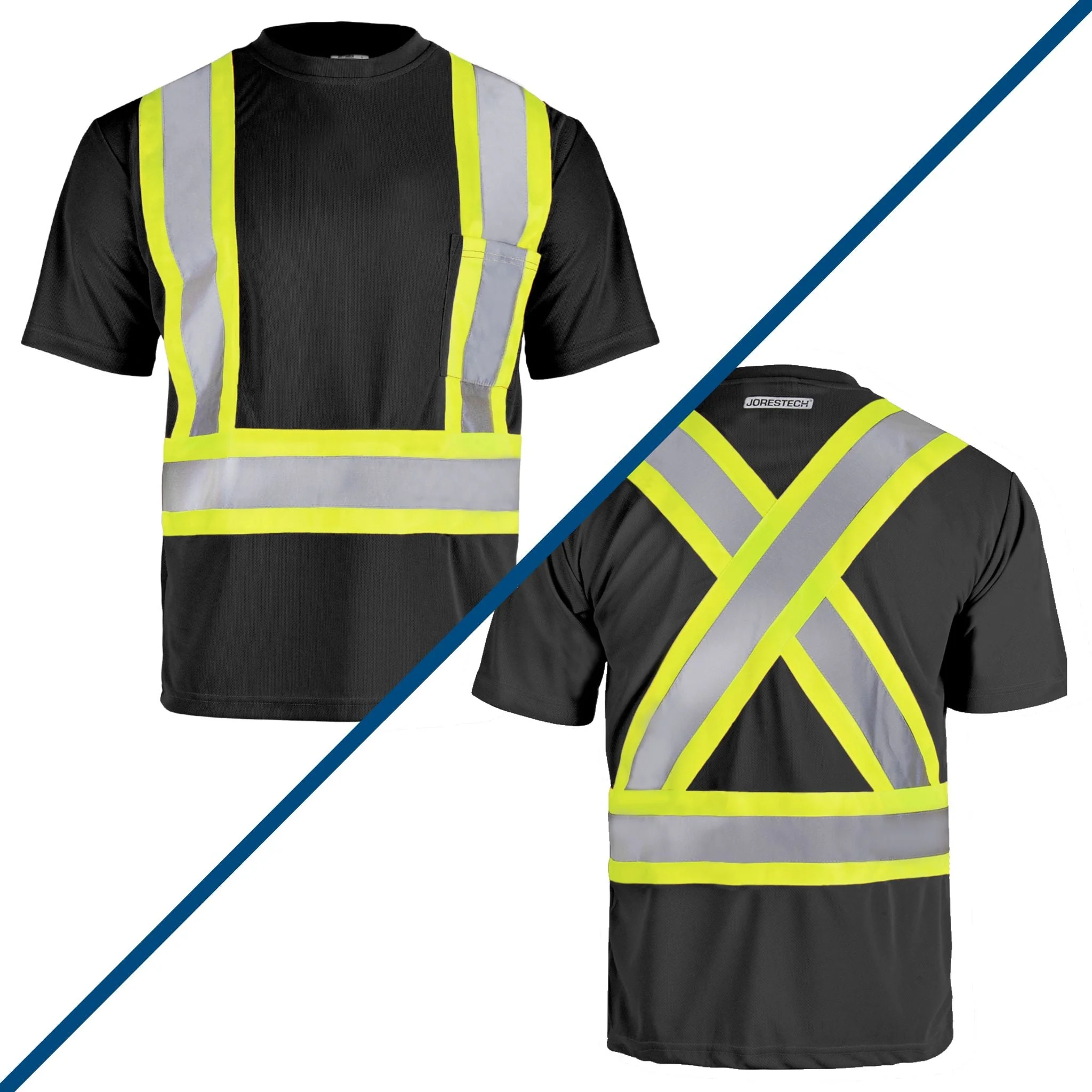 Hi-Vis X-Back Reflective Two-Tone Safety Pocket Shirt - Image 8