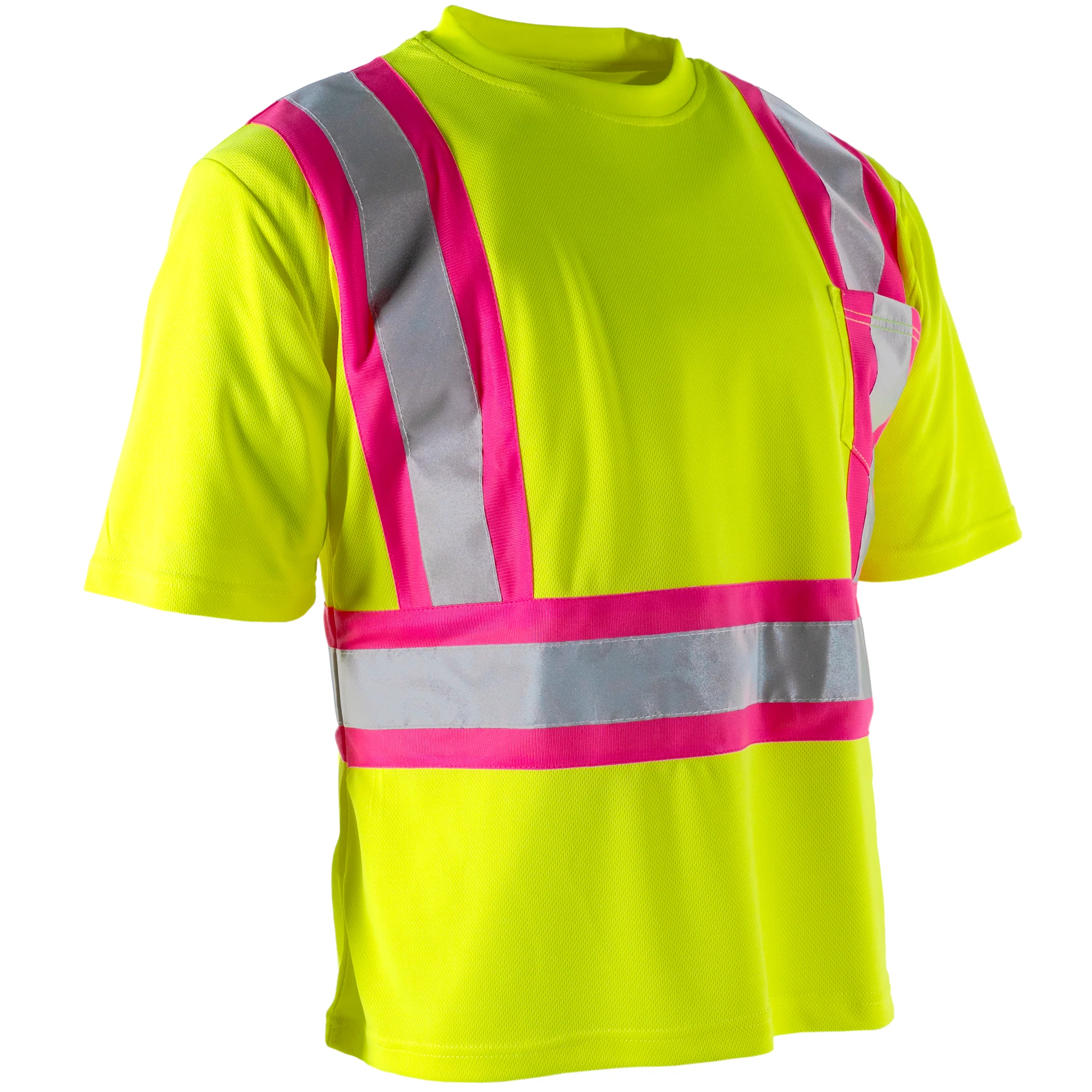 Hi-Vis Reflective Two Tone Safety Shirt with Pink Strips - Image 6
