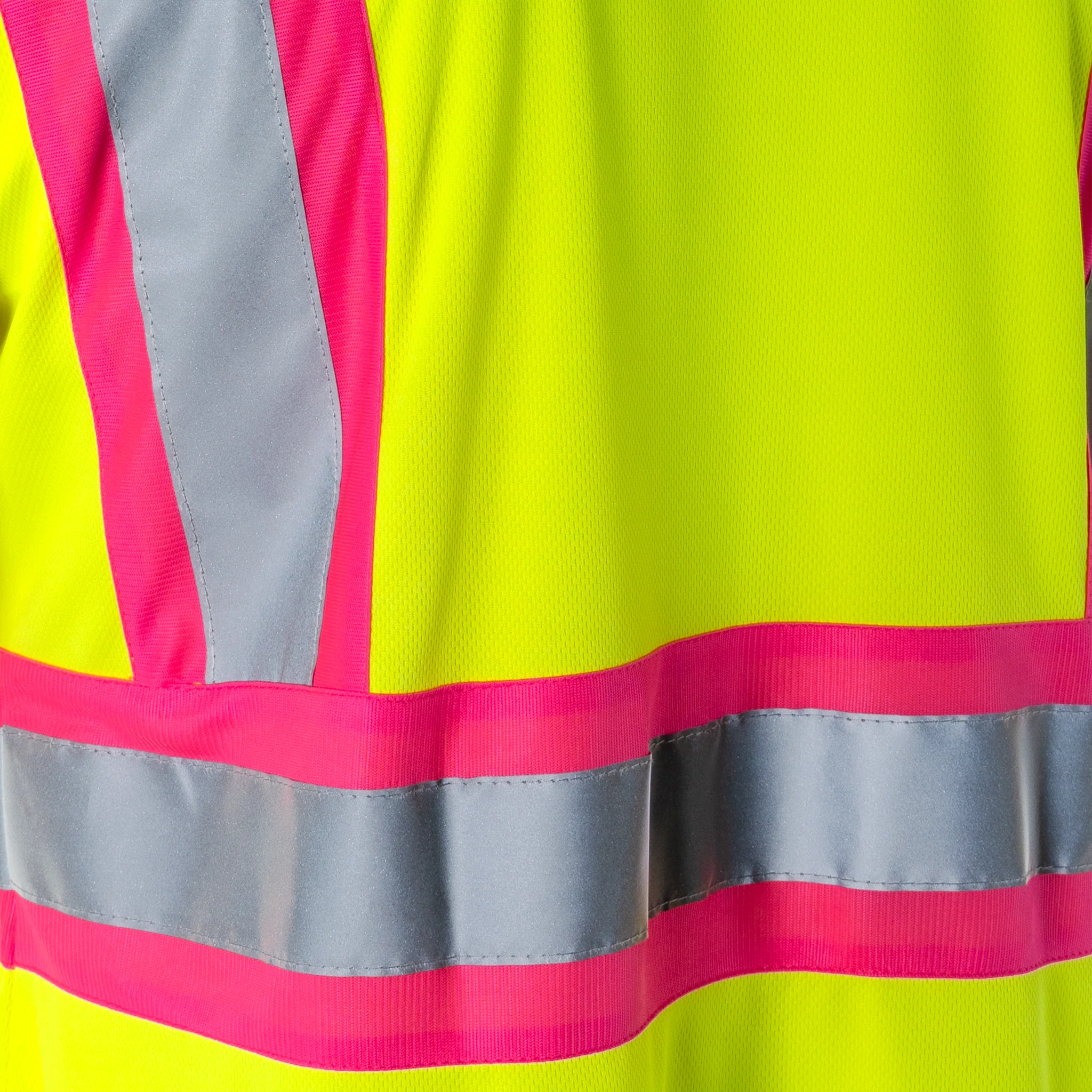 Hi-Vis Reflective Two Tone Safety Shirt with Pink Strips - Image 7