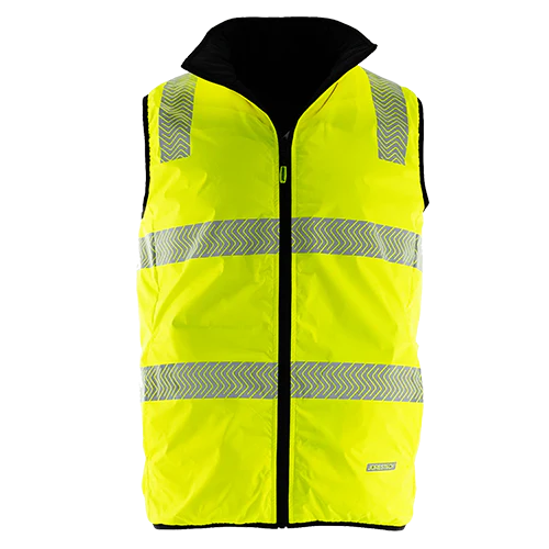 Hi Vis Reversible Insulated Safety Vest with Reflective Thermal Transfer Strips