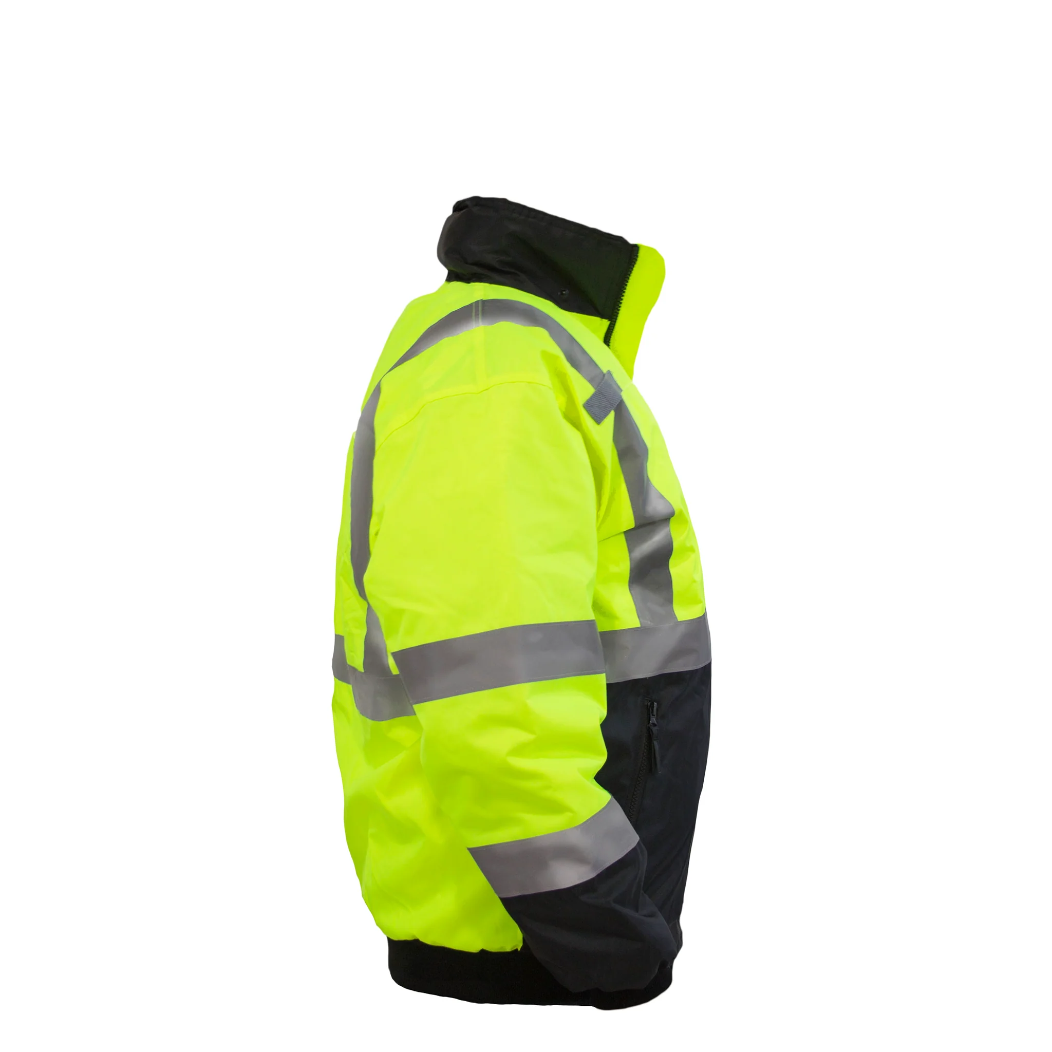 Hi-Vis Safety Bomber Jacket with Reflective Stripes - Image 17
