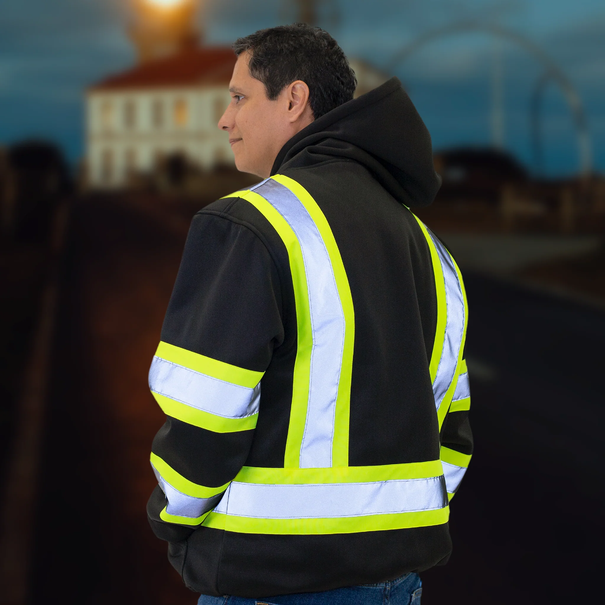 Hi-Vis Safety Hooded Sweatshirt with Reflective Stripes - Image 17