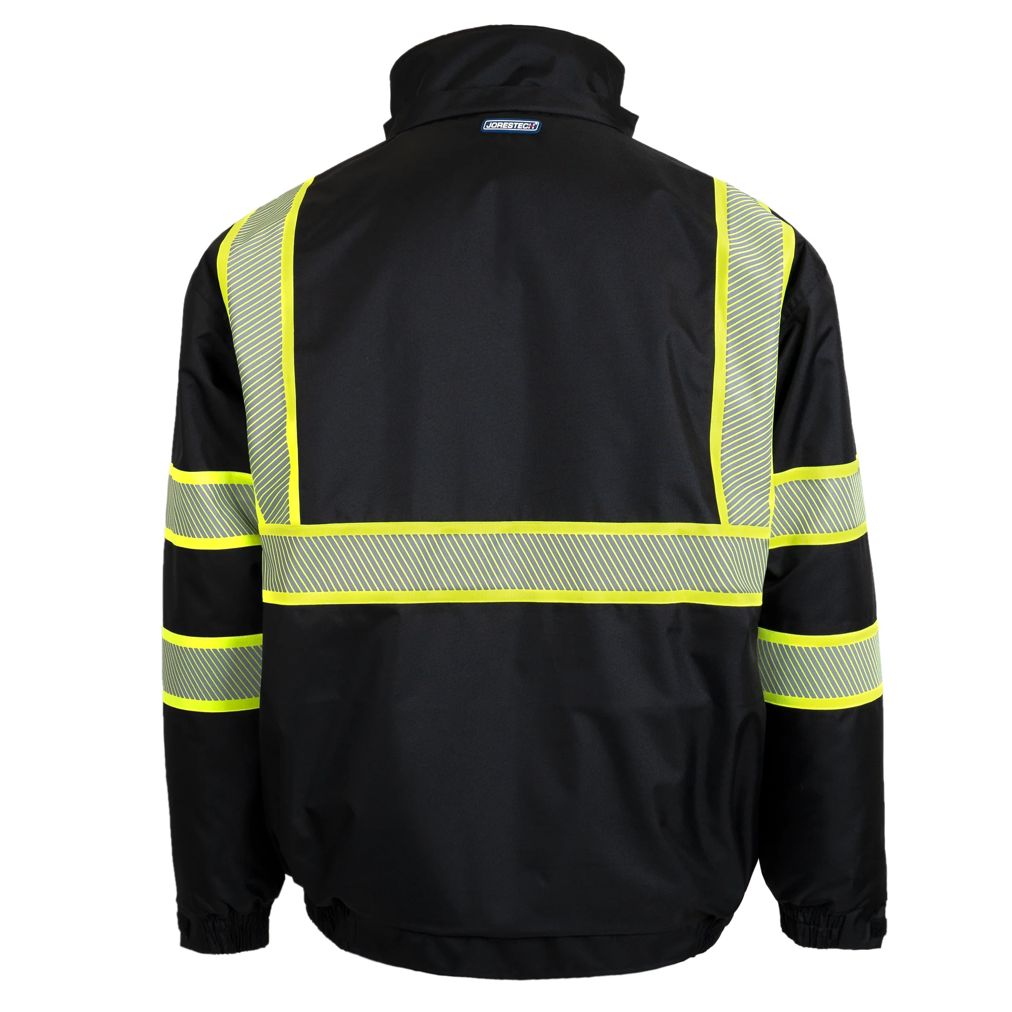 Hi-Vis Safety Jacket with Heat-Transfer Reflective Tapes and Removable Hood - Image 11