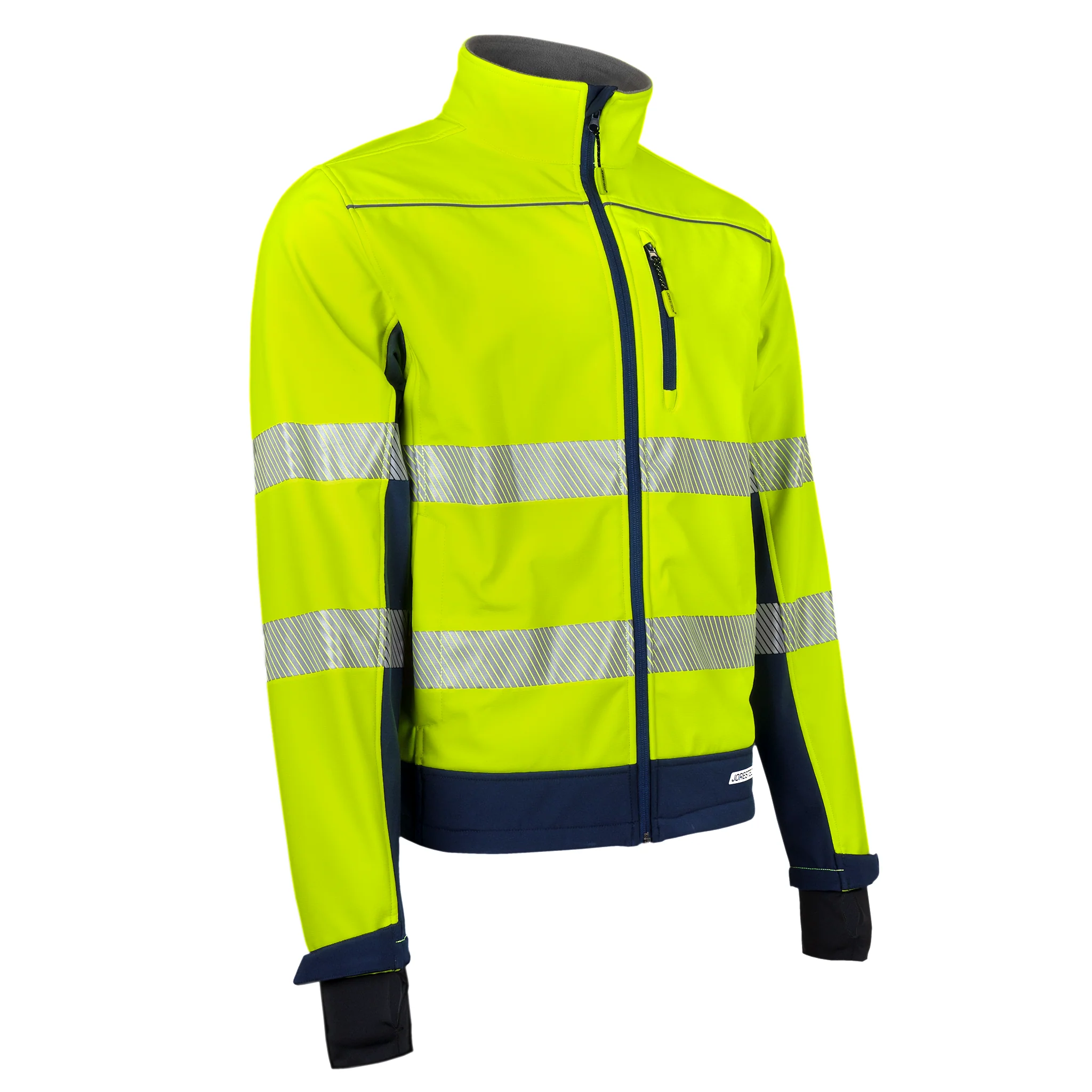 Hi-Vis Softshell Water Repellent Fleece Lined Safety Jacket with Reflective Strips - Image 2