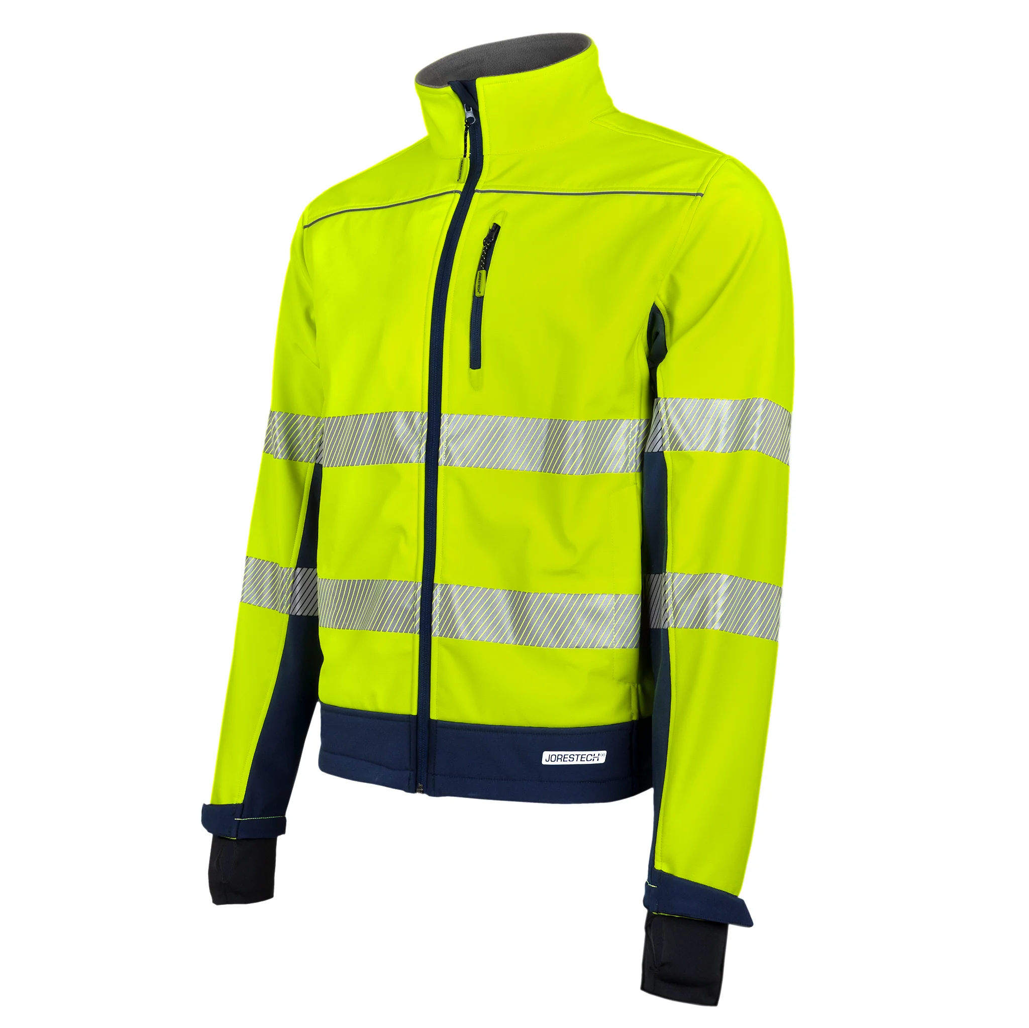 Hi-Vis Softshell Water Repellent Fleece Lined Safety Jacket with Reflective Strips - Image 3