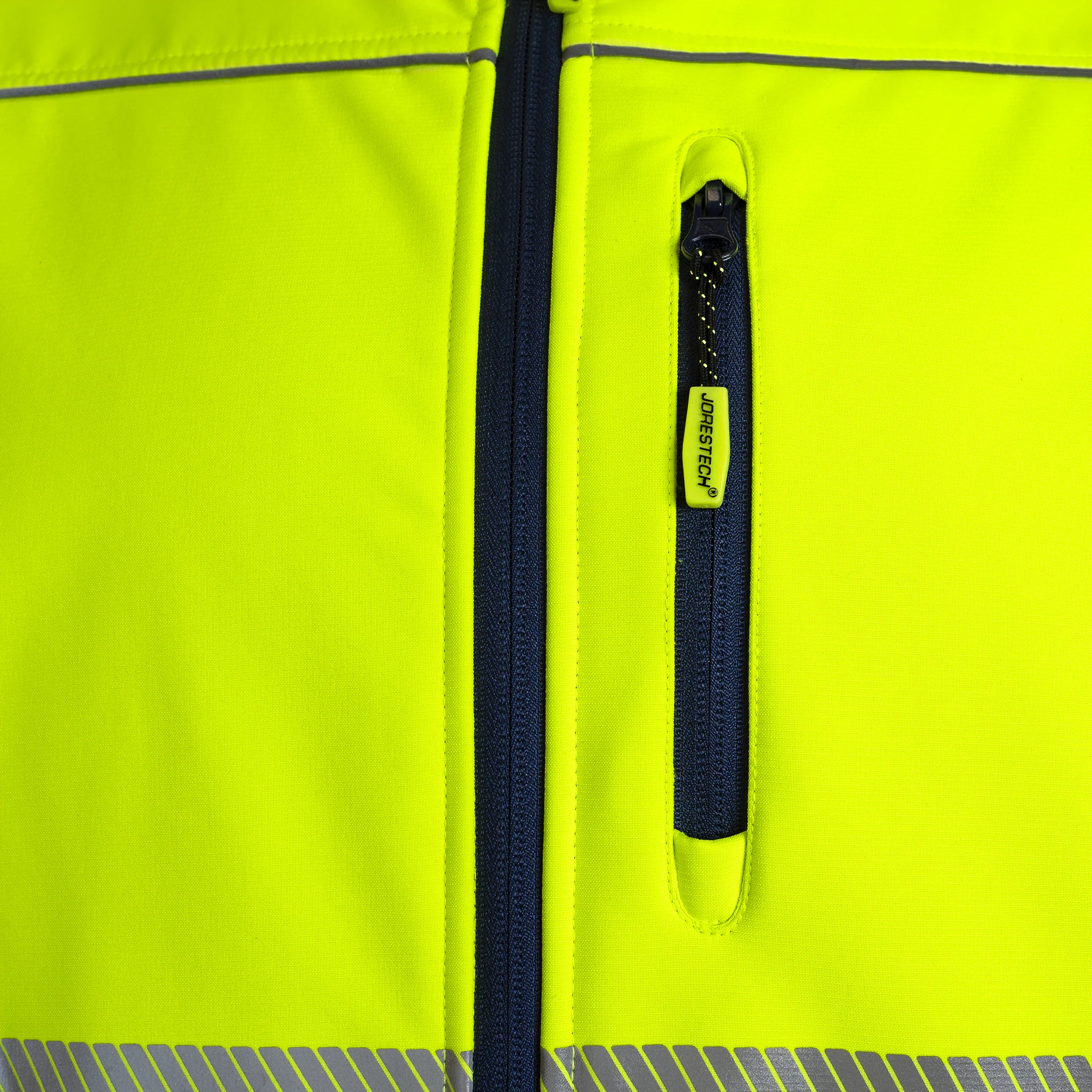 Hi-Vis Softshell Water Repellent Fleece Lined Safety Jacket with Reflective Strips - Image 7