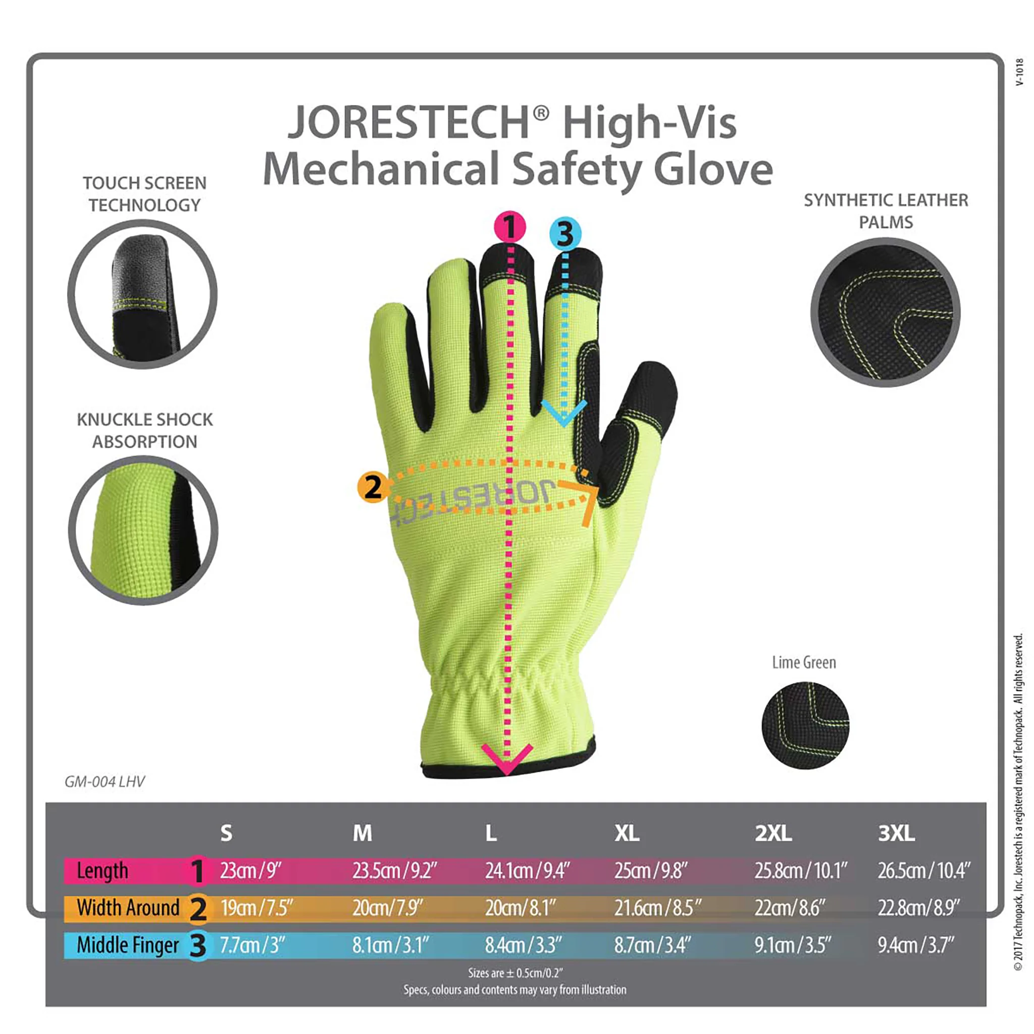 Hi-Vis Touchscreen Safety Work Gloves - Image 3