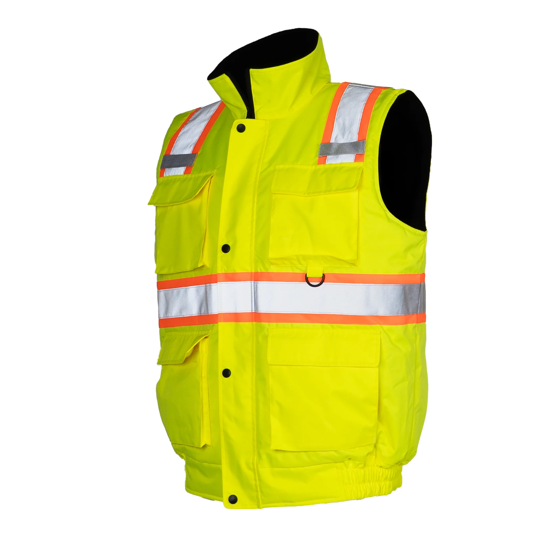 Hi-Vis Two Tone Fleece Insulated Safety Vest with Reflective Strips - Image 4