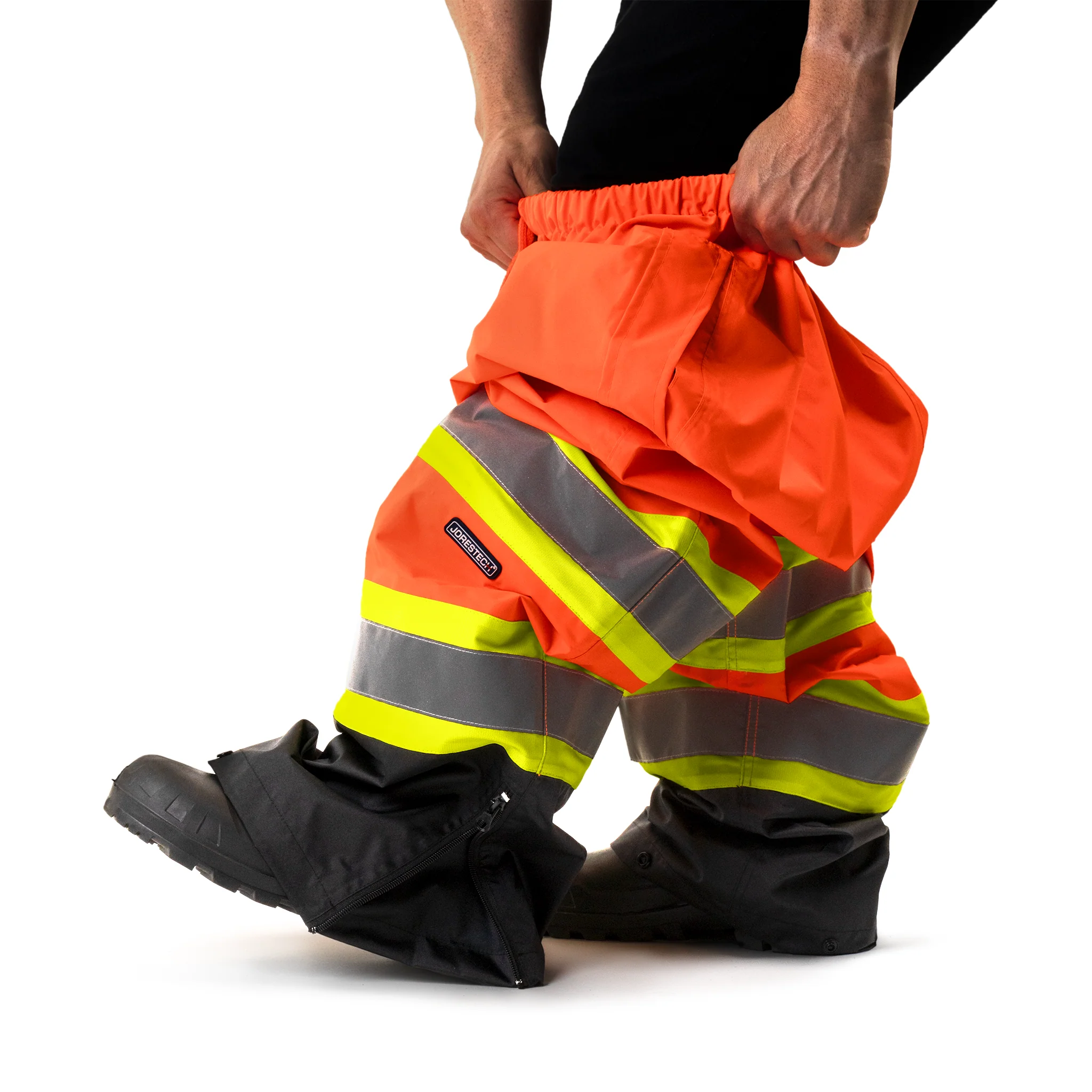 Hi-Vis Two Tone Orange/Black Rain Pants with Reflective Strips - Image 6