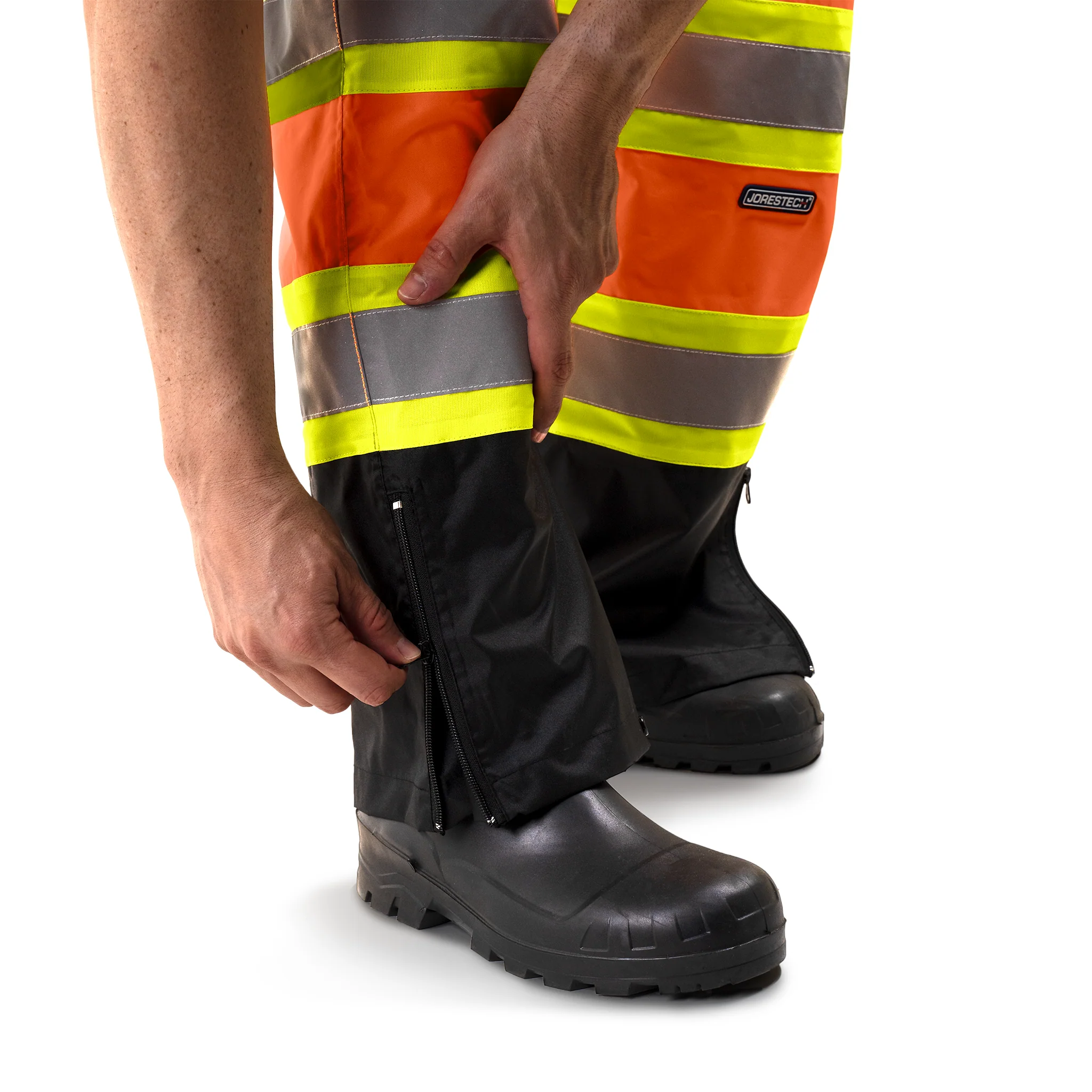 Hi-Vis Two Tone Orange/Black Rain Pants with Reflective Strips - Image 7