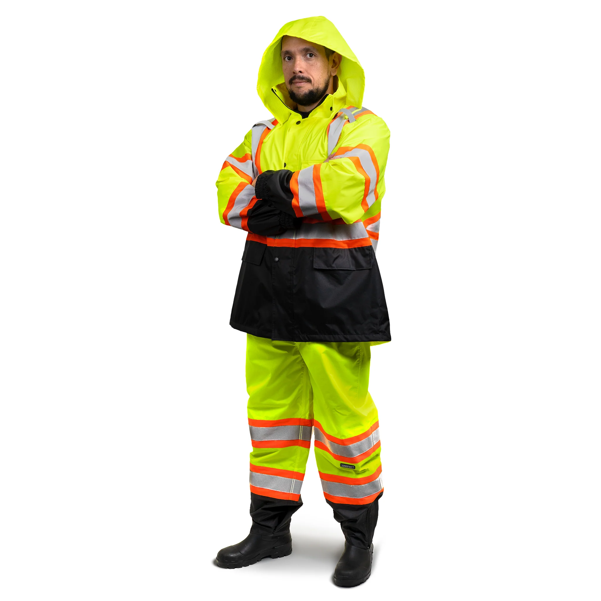 Hi-Vis Two Tone Rain Set with X Reflective Strips On Back - Image 11
