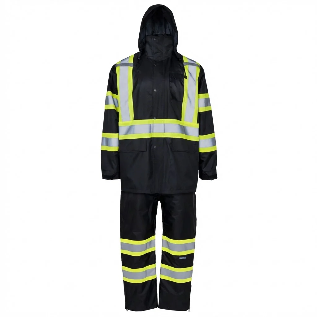 Hi-Vis Two Tone Rain Set with X Reflective Strips On Back - Image 15
