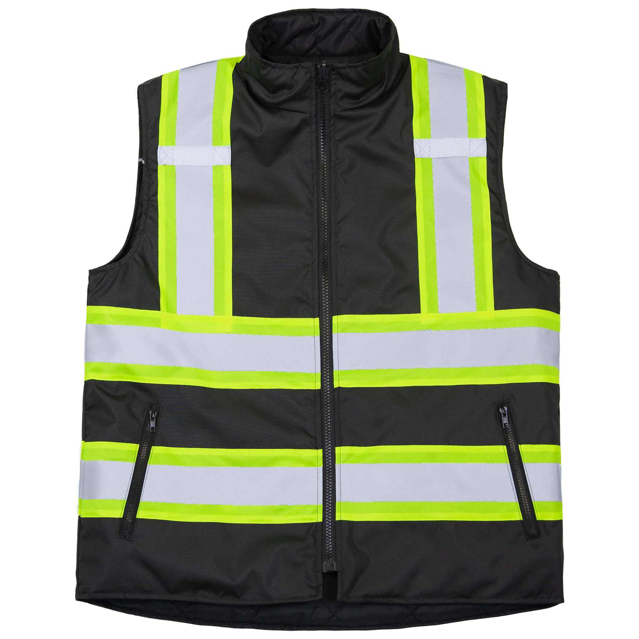 Hi-Vis Two Tone Reversible Insulated Safety Vest with Reflective Strips - Image 11