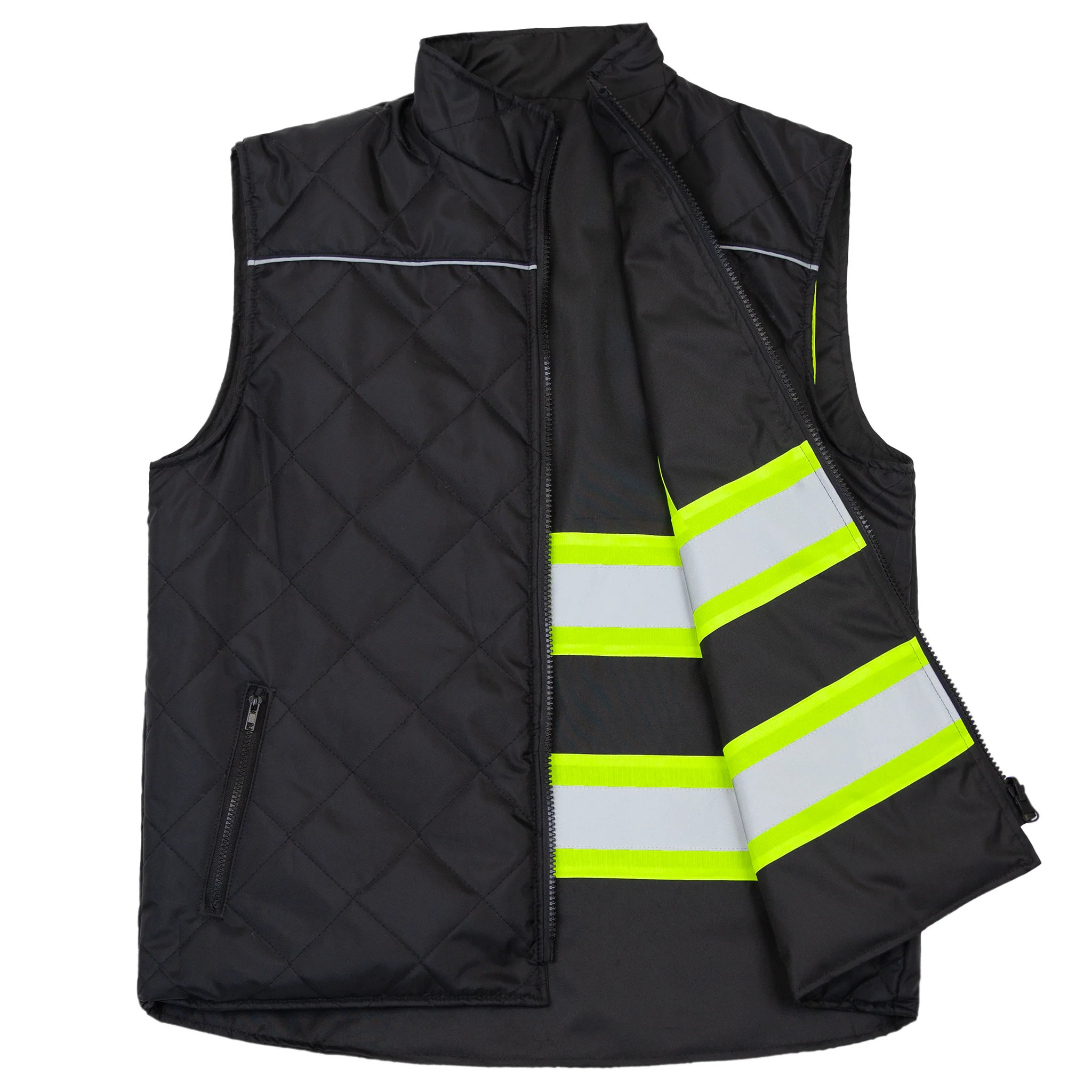 Hi-Vis Two Tone Reversible Insulated Safety Vest with Reflective Strips - Image 12