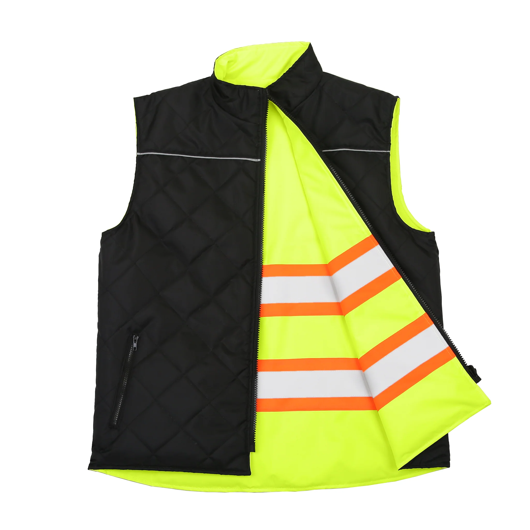 Hi-Vis Two Tone Reversible Insulated Safety Vest with Reflective Strips - Image 2