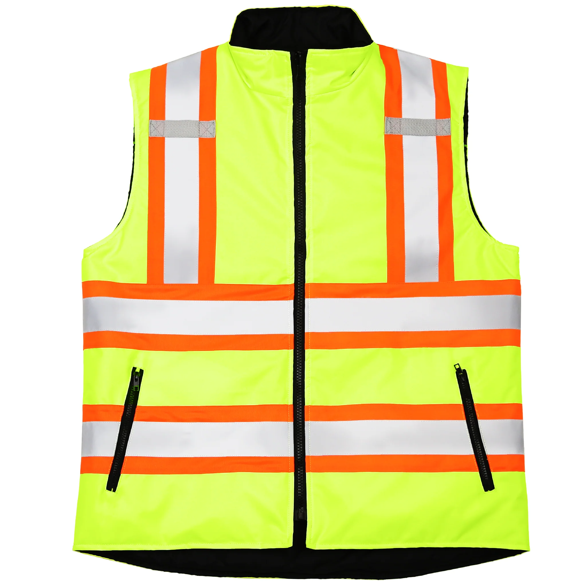 Hi-Vis Two Tone Reversible Insulated Safety Vest with Reflective Strips - Image 8
