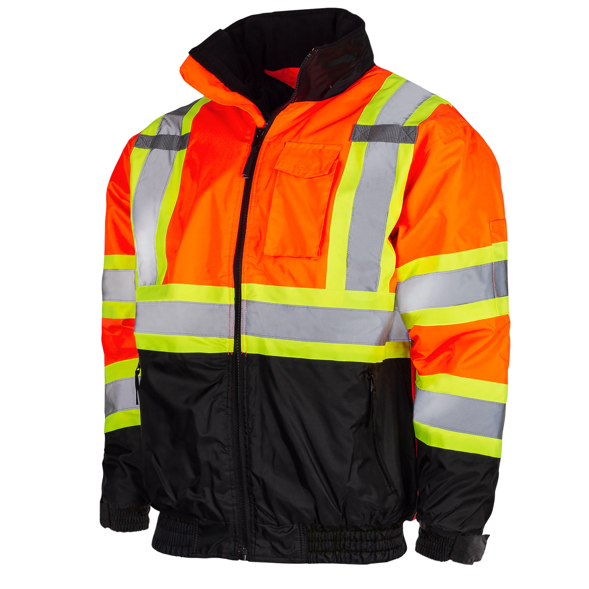 Hi-Vis X-Back Two-Tone Safety Bomber Jacket with Reflective Stripes - Image 10
