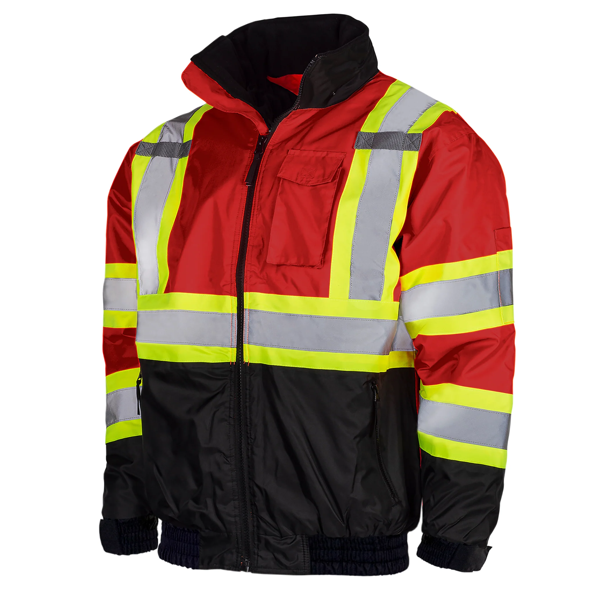 Hi-Vis X-Back Two-Tone Safety Bomber Jacket with Reflective Stripes - Image 23