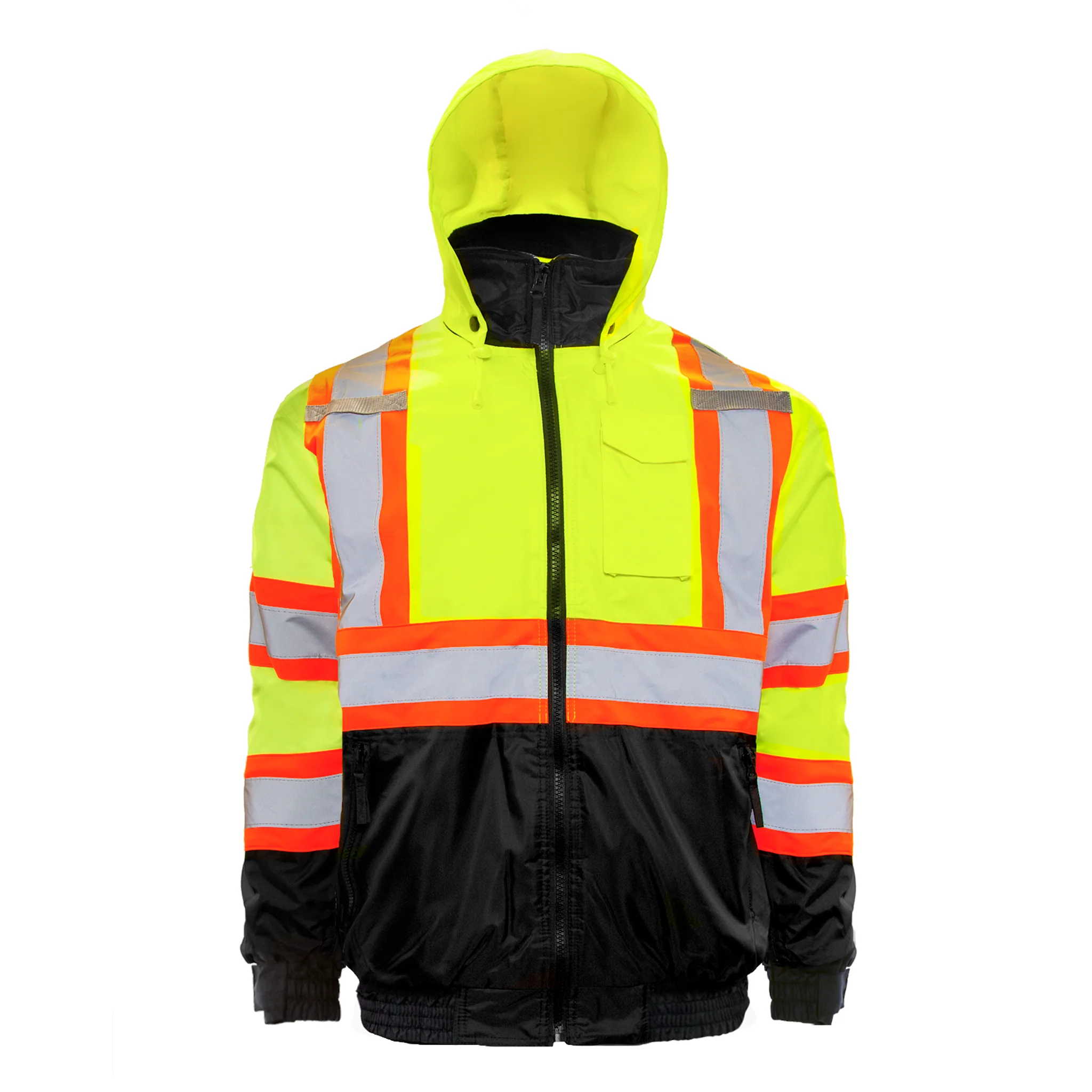 Hi-Vis X-Back Two-Tone Safety Bomber Jacket with Reflective Stripes - Image 3